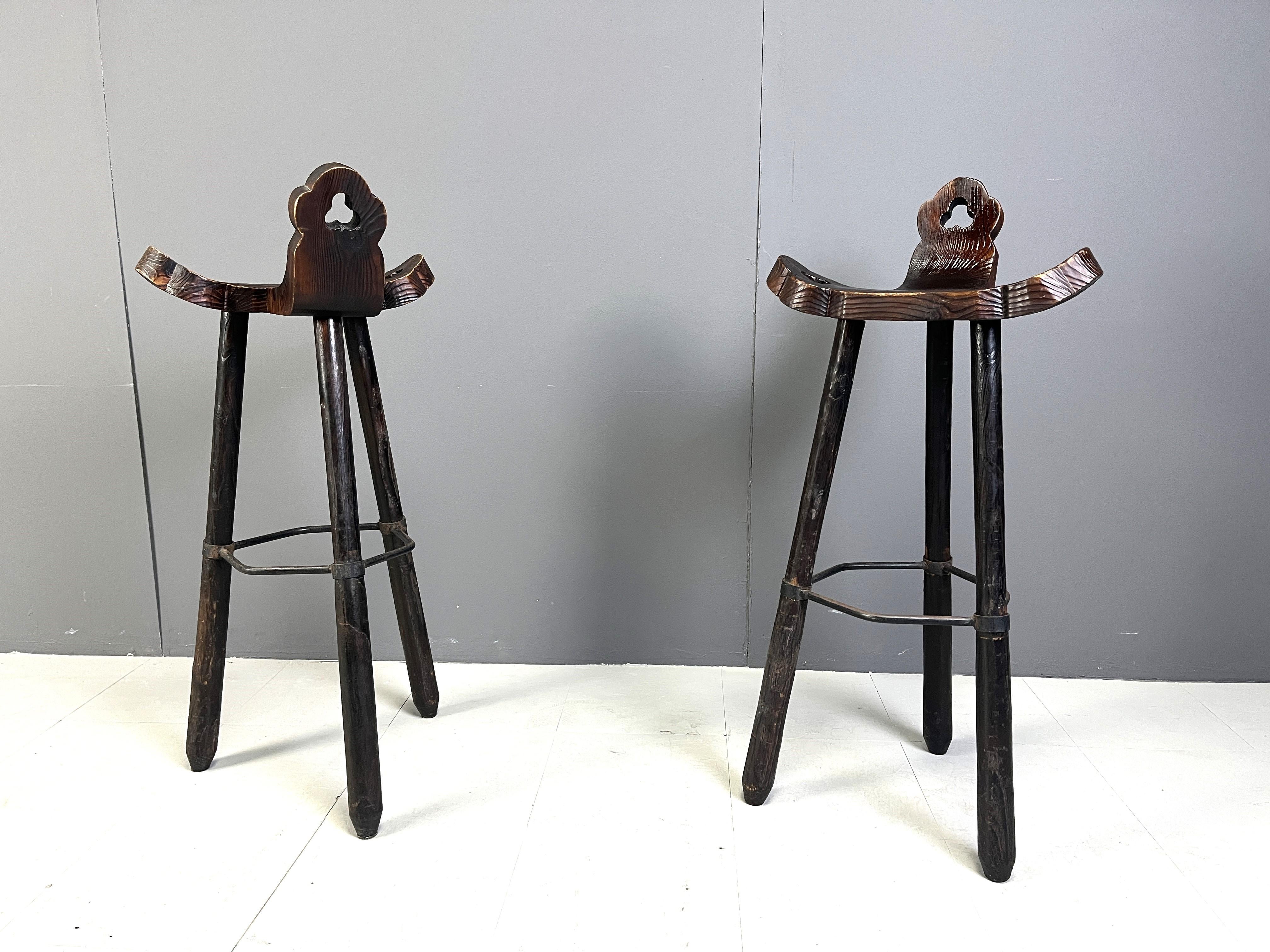 Mid century brutalist bar stools - set of 2, 1960s 2
