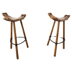 Vintage Mid century brutalist bar stools - set of 2, 1960s