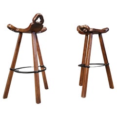 Mid century brutalist bar stools - set of 2, 1960s