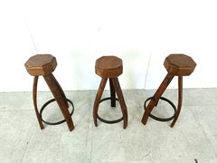 Mid century brutalist bar stools - set of 3, 1960s