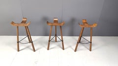 Tabourets de bar brutalistes du milieu du siècle dernier - ensemble de 3, 1960