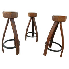 Mid century brutalist bar stools - set of 3, 1960s
