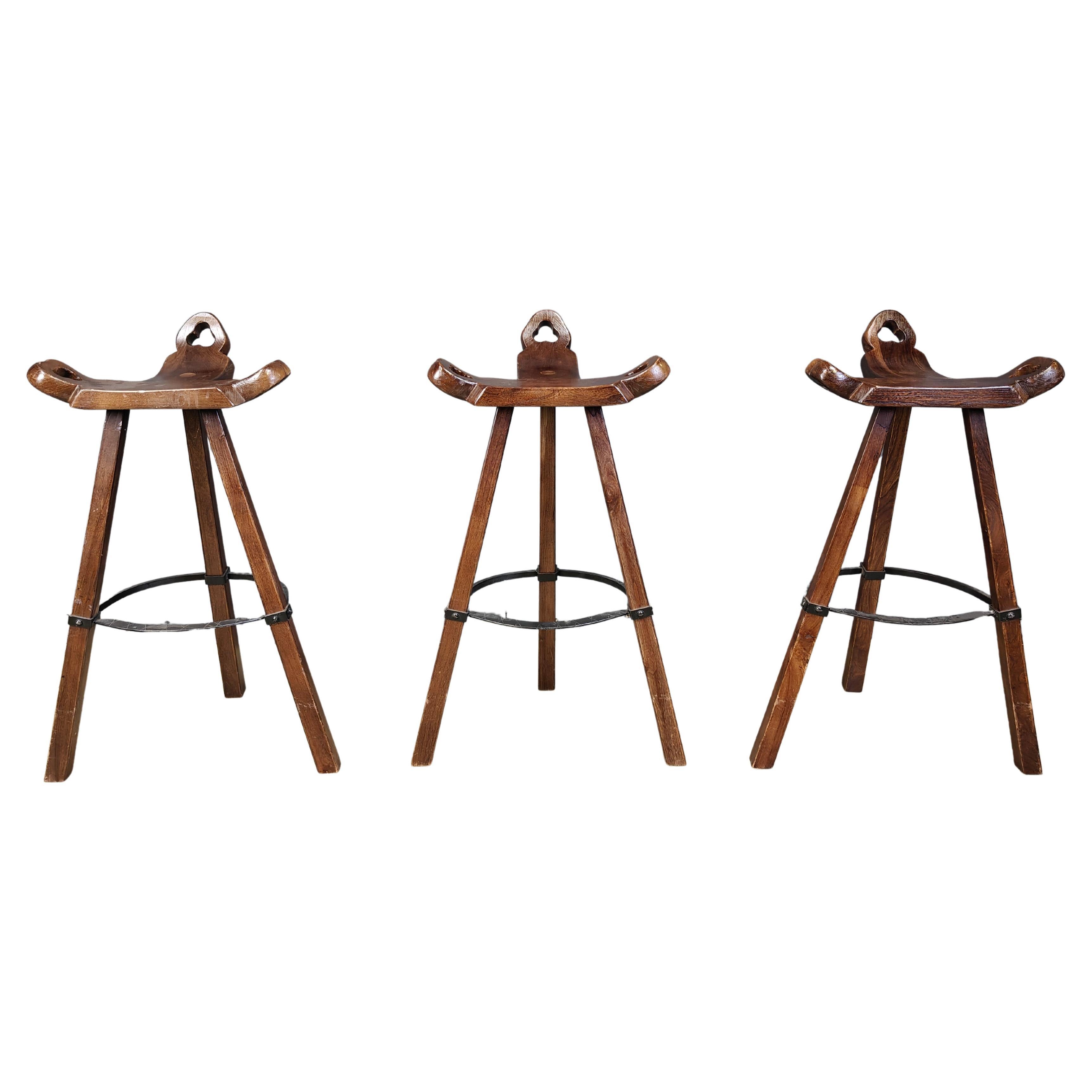 Tabourets de bar brutalistes du milieu du siècle dernier - ensemble de 3, 1960 en vente