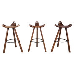 Tabourets de bar brutalistes du milieu du siècle dernier - ensemble de 3, 1960