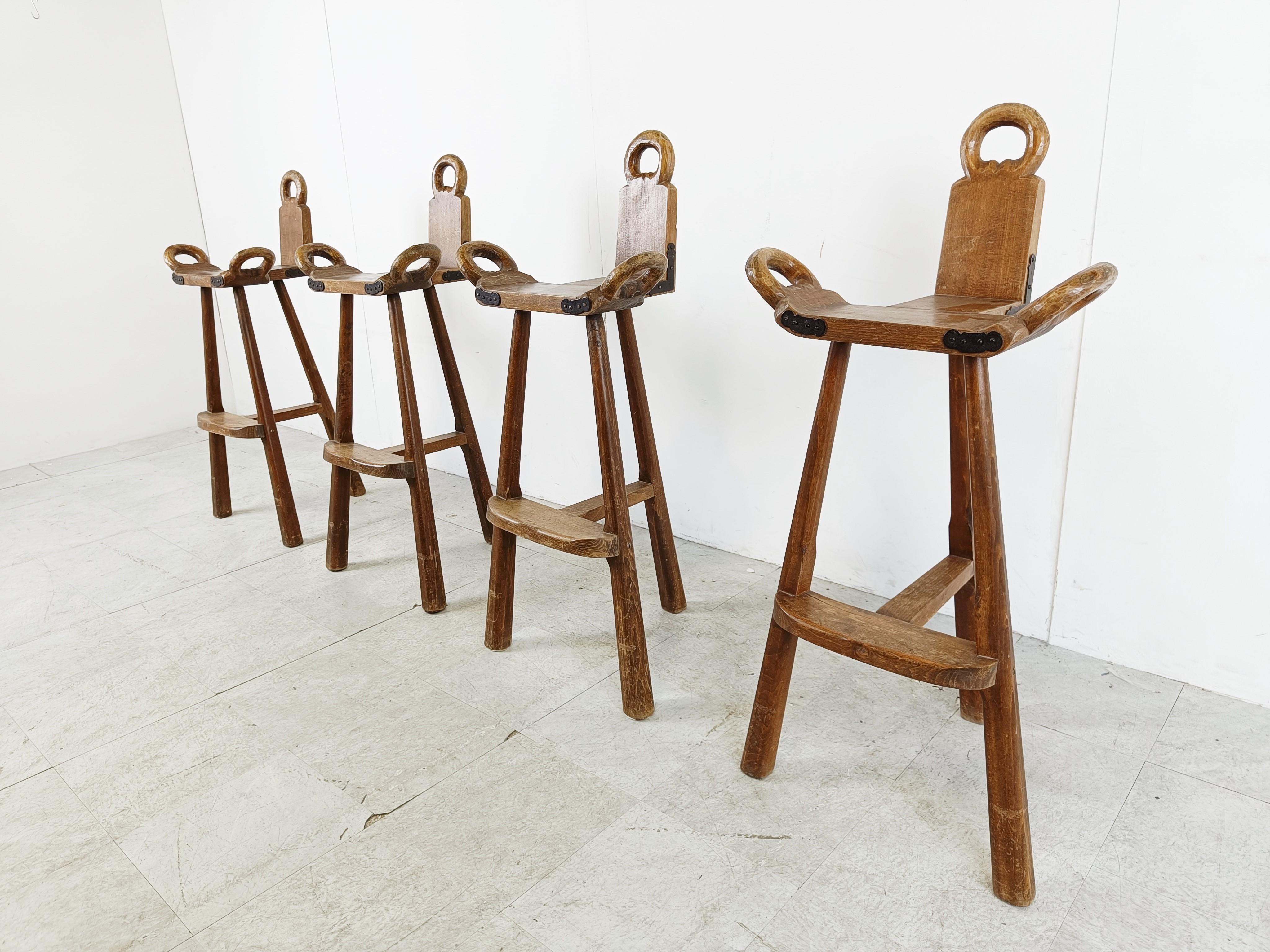 Mid century brutalist bar stools - set of 4, 1960s 2