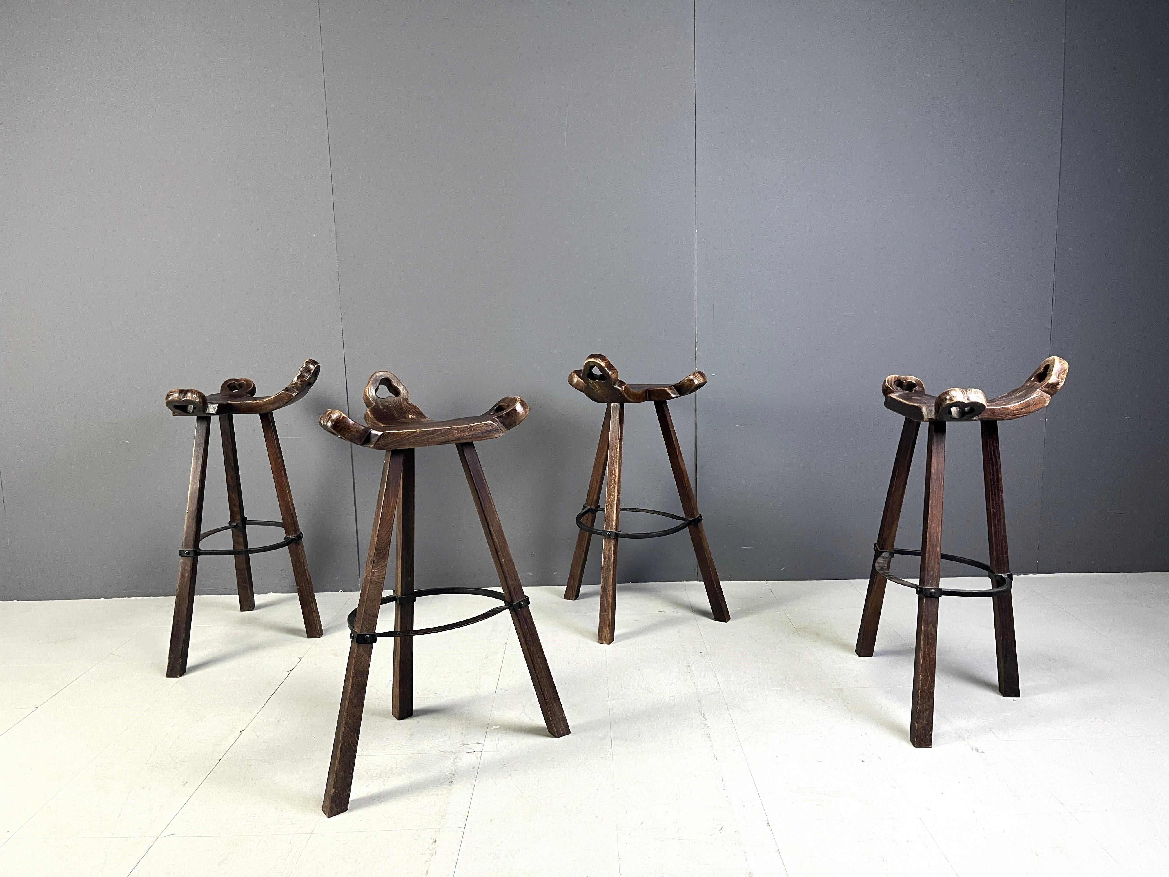 Mid century brutalist bar stools - set of 4, 1960s 3