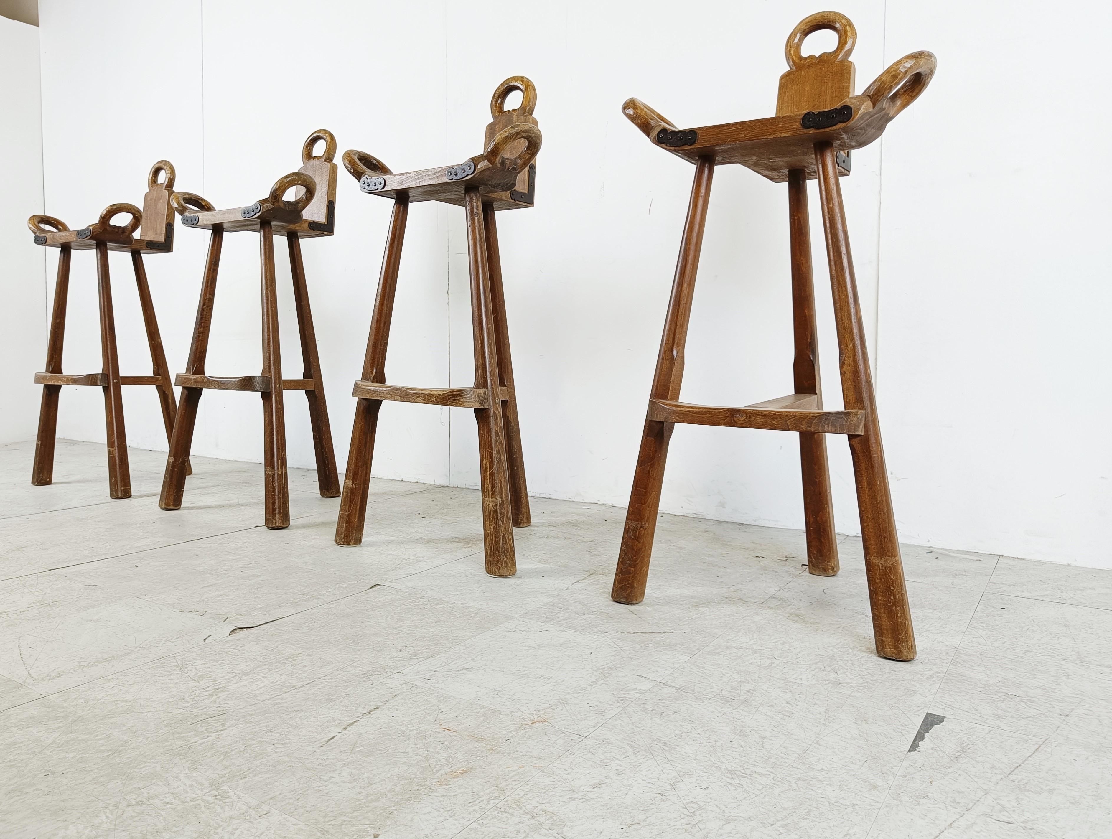 Mid century brutalist bar stools - set of 4, 1960s 3