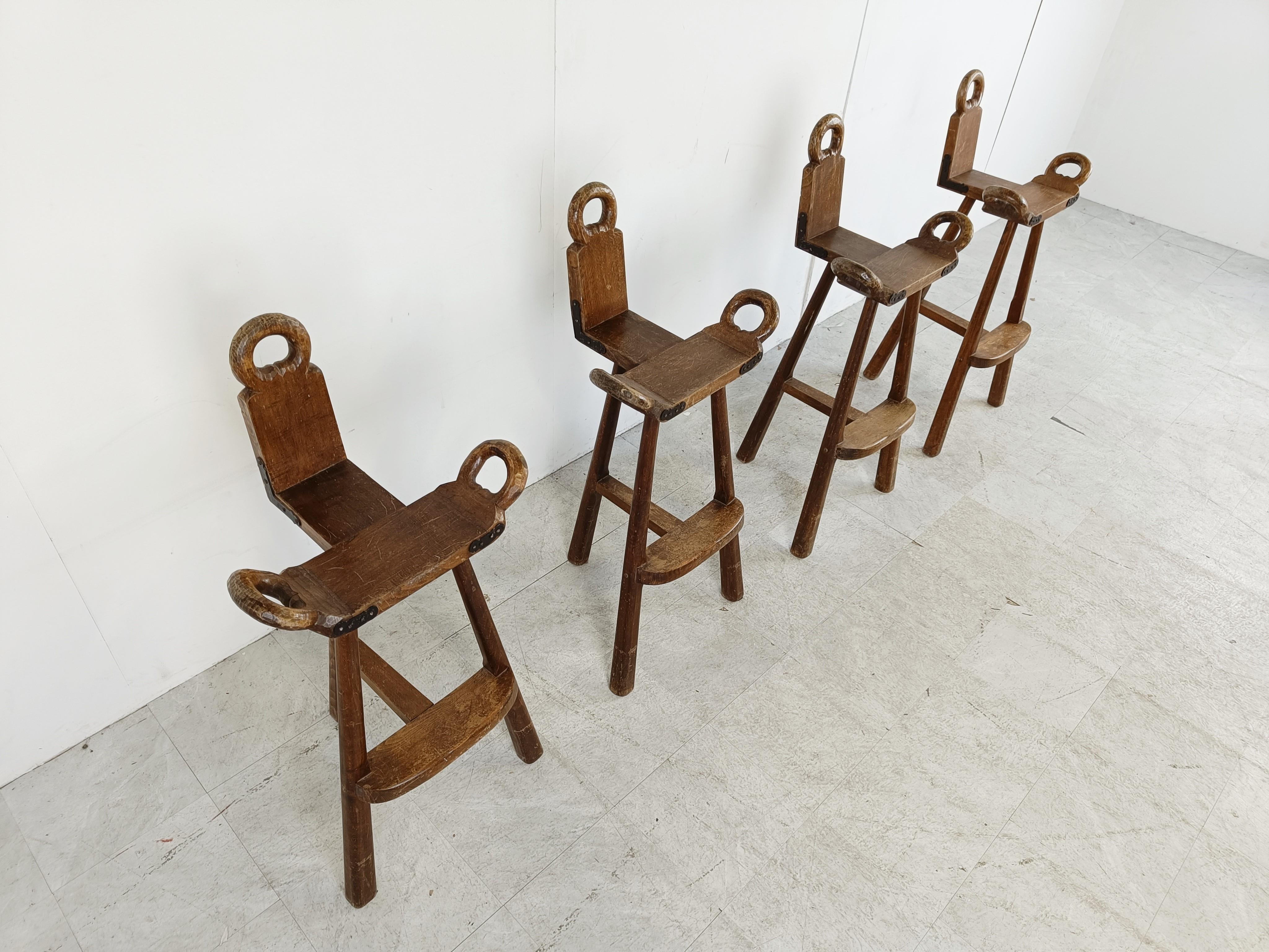 Mid century brutalist bar stools - set of 4, 1960s 4