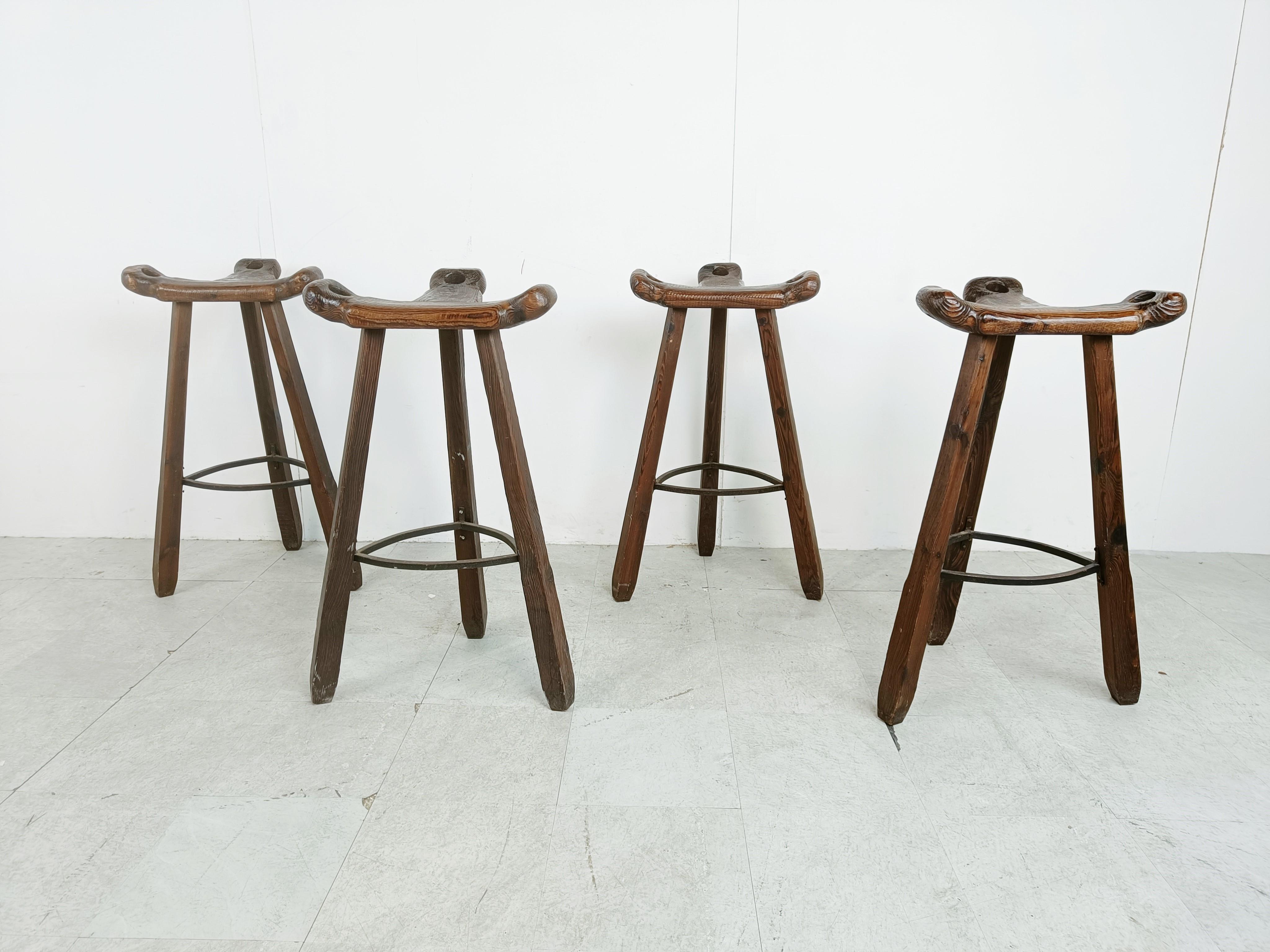 Brutalist Mid century brutalist bar stools - set of 4, 1960s