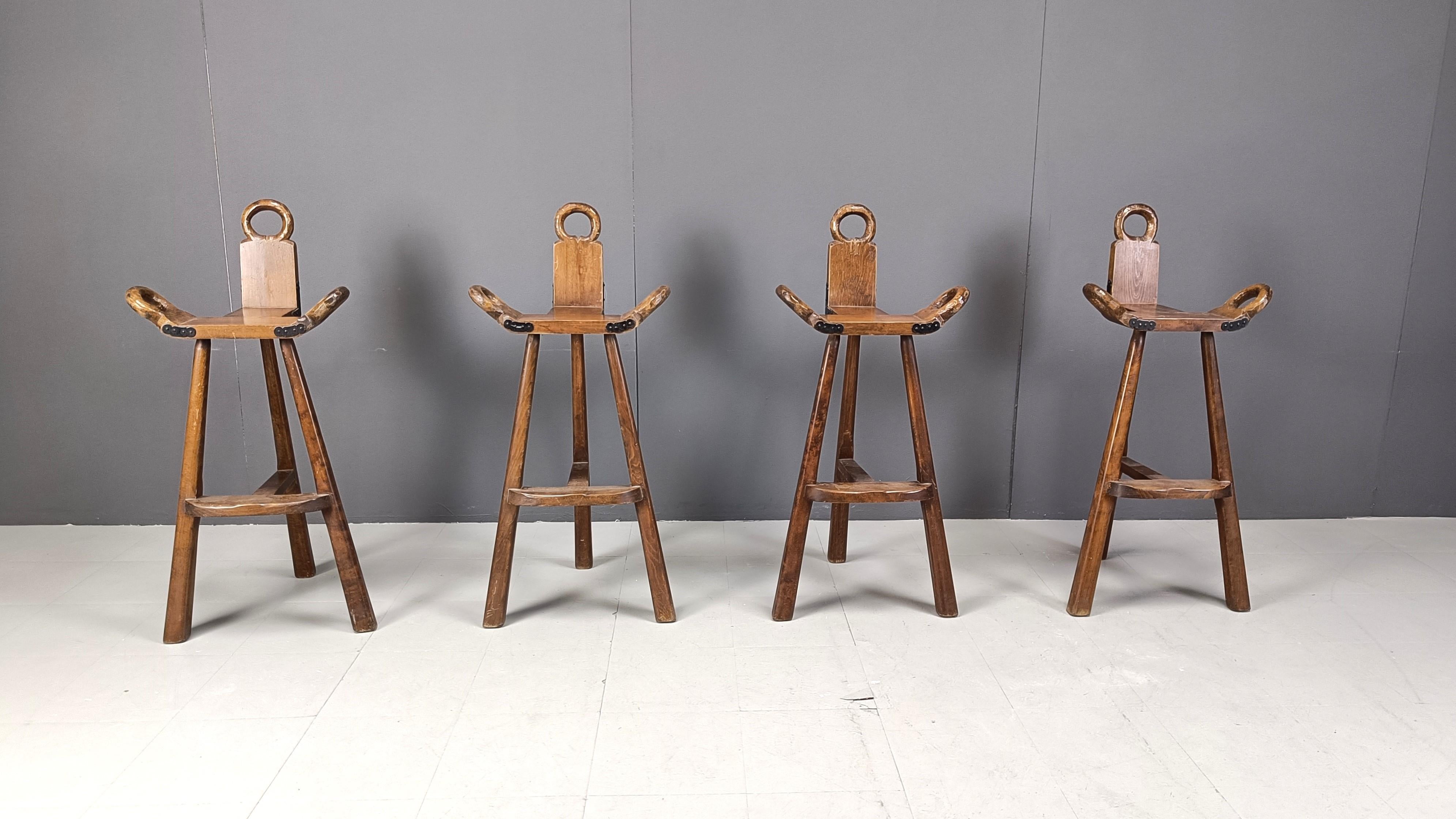 Brutalist Mid century brutalist bar stools - set of 4, 1960s