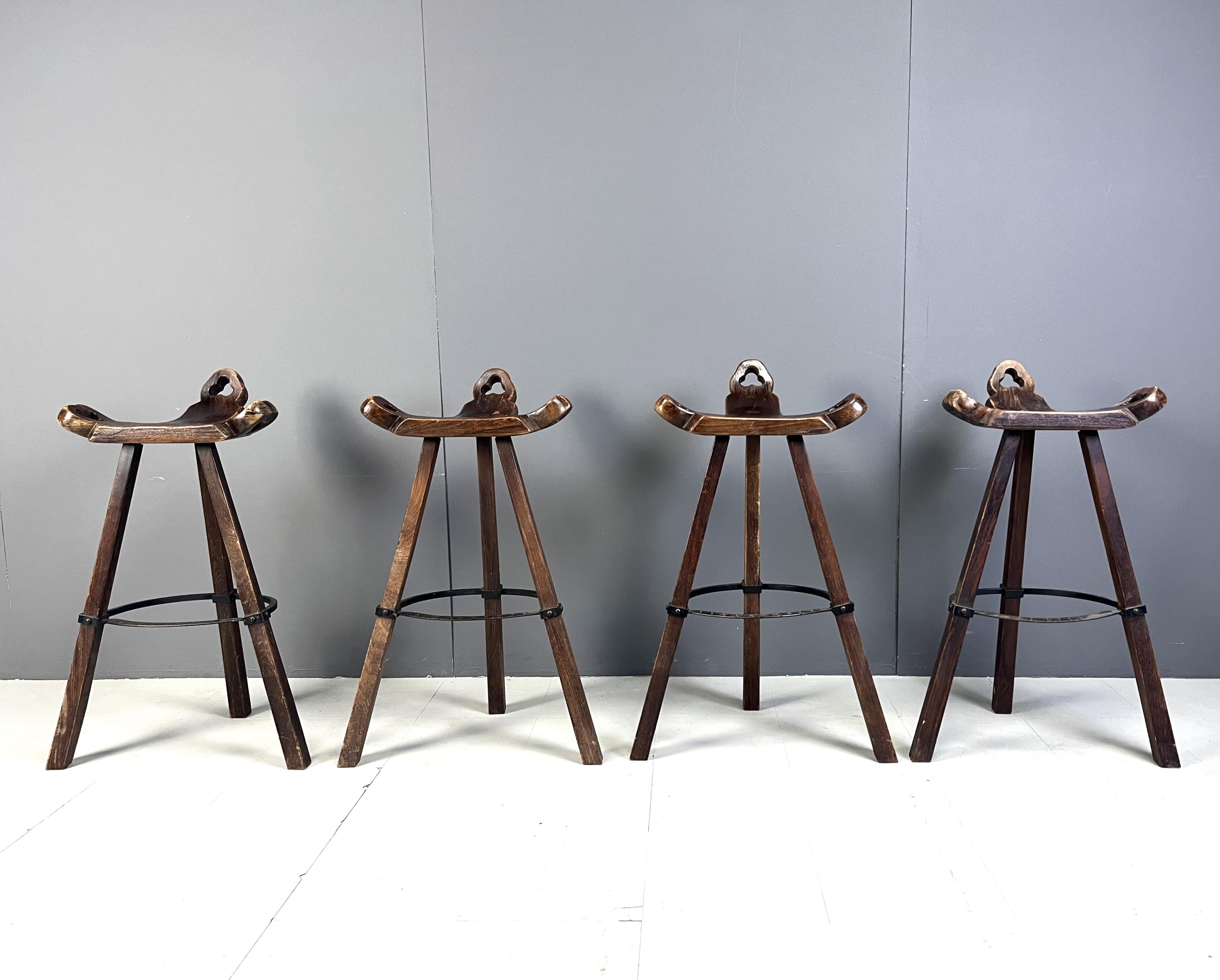 Brutalist Mid century brutalist bar stools - set of 4, 1960s