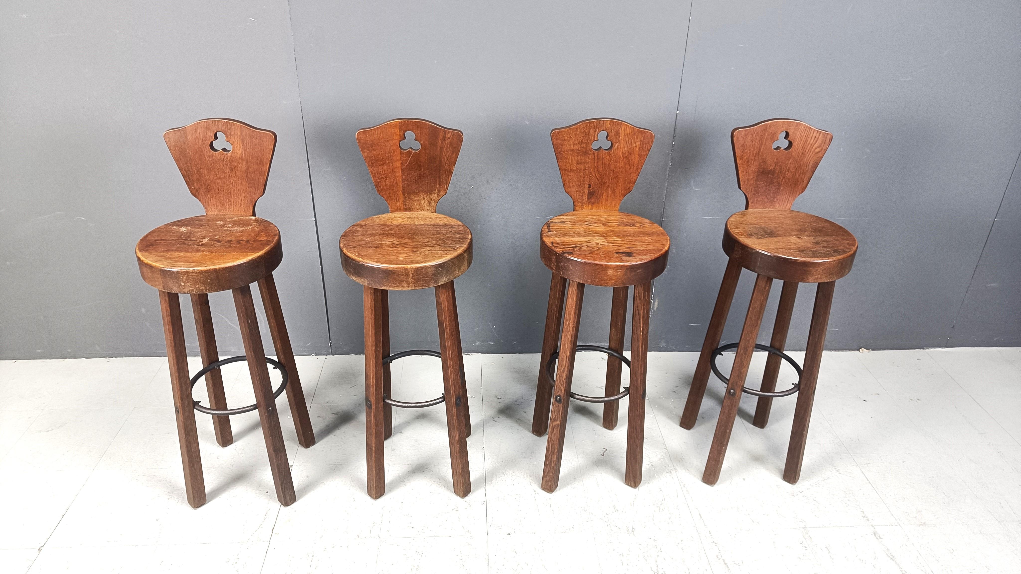 Brutalist Mid century brutalist bar stools - set of 4, 1960s