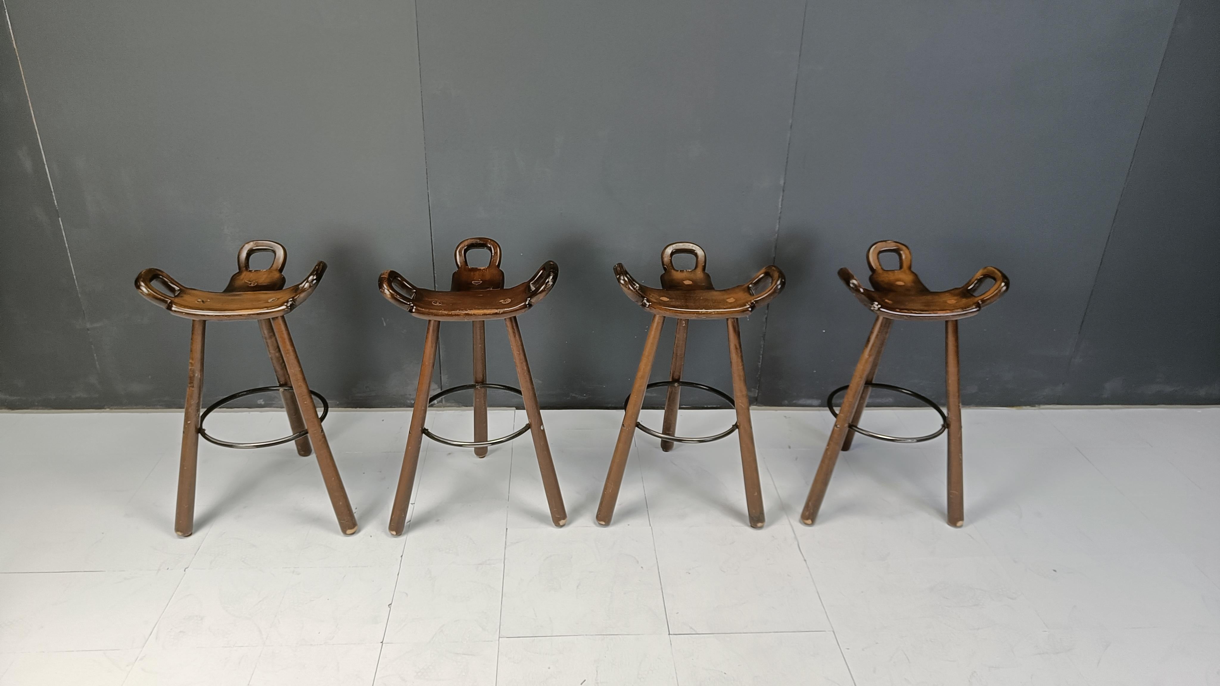 Brutalist Mid century brutalist bar stools - set of 4, 1960s