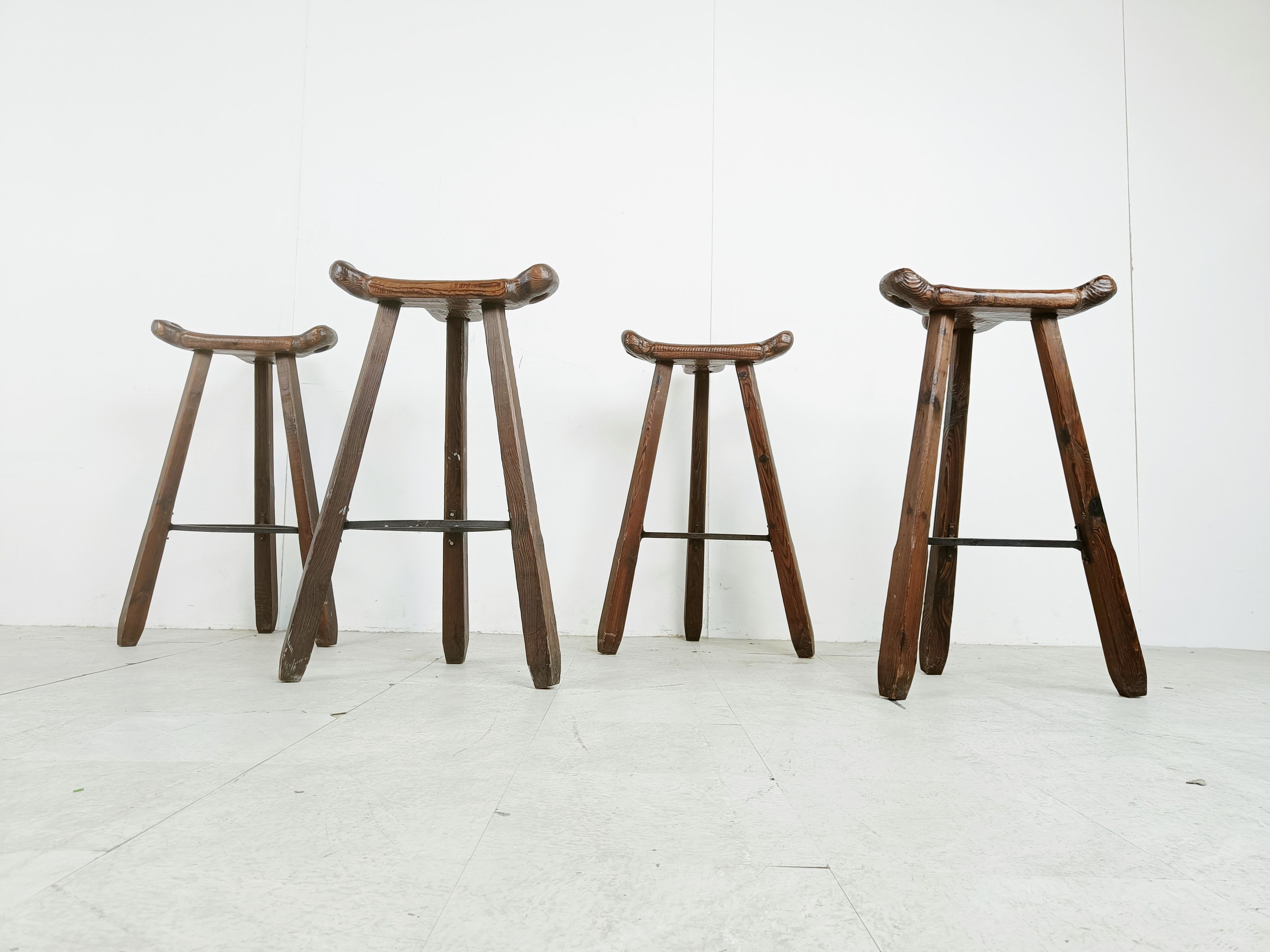 Spanish Mid century brutalist bar stools - set of 4, 1960s