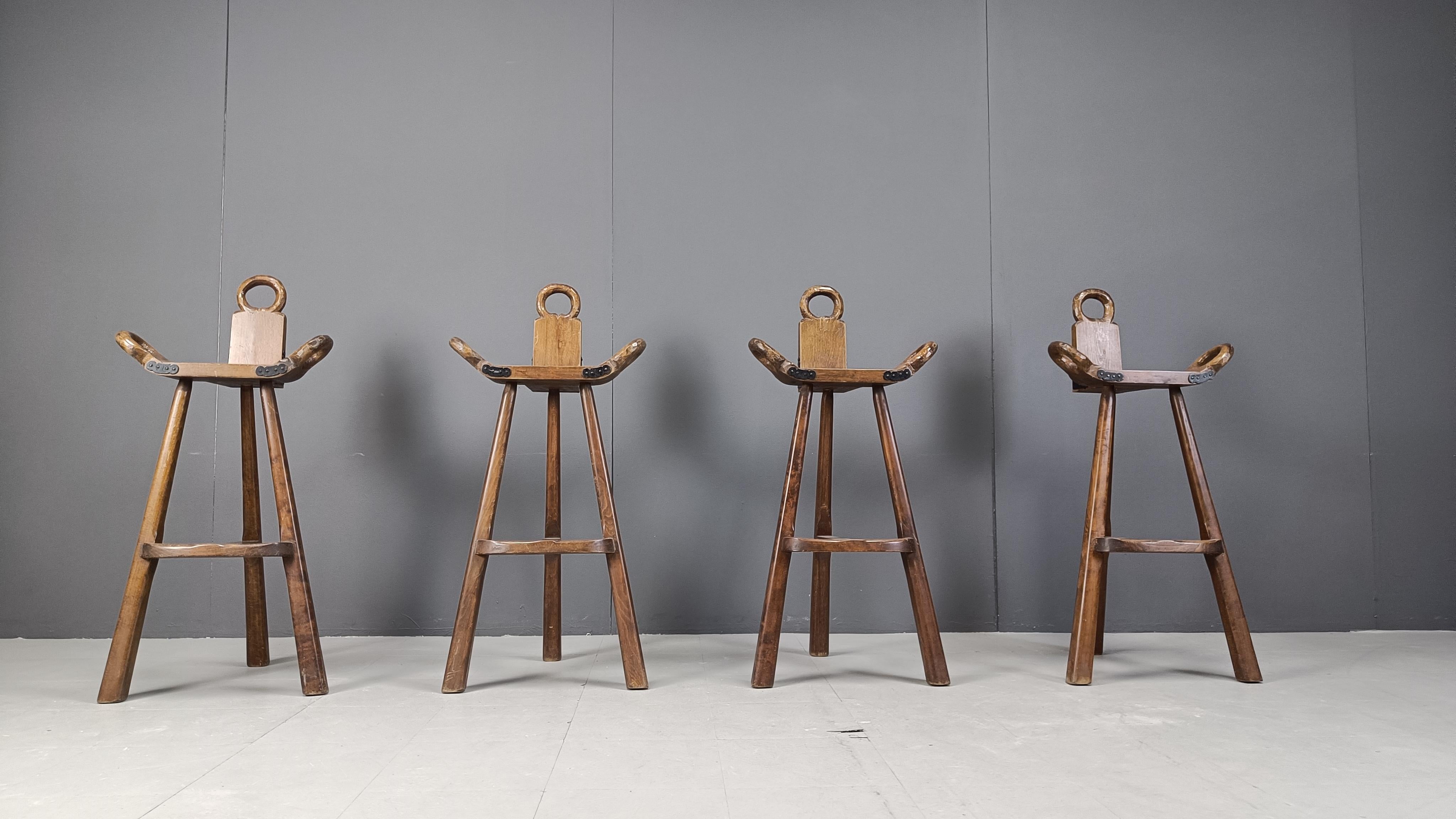 Spanish Mid century brutalist bar stools - set of 4, 1960s