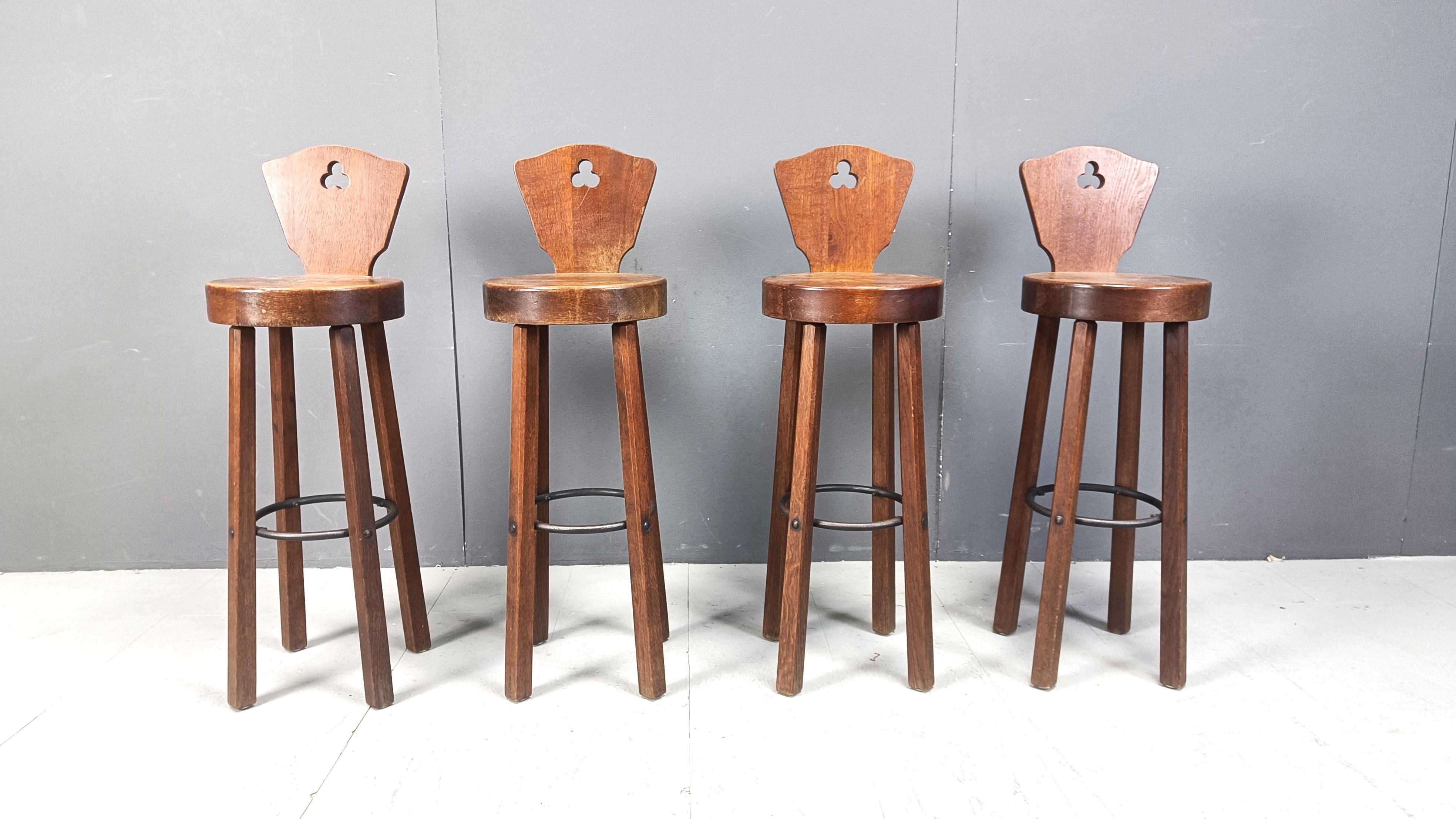 Spanish Mid century brutalist bar stools - set of 4, 1960s