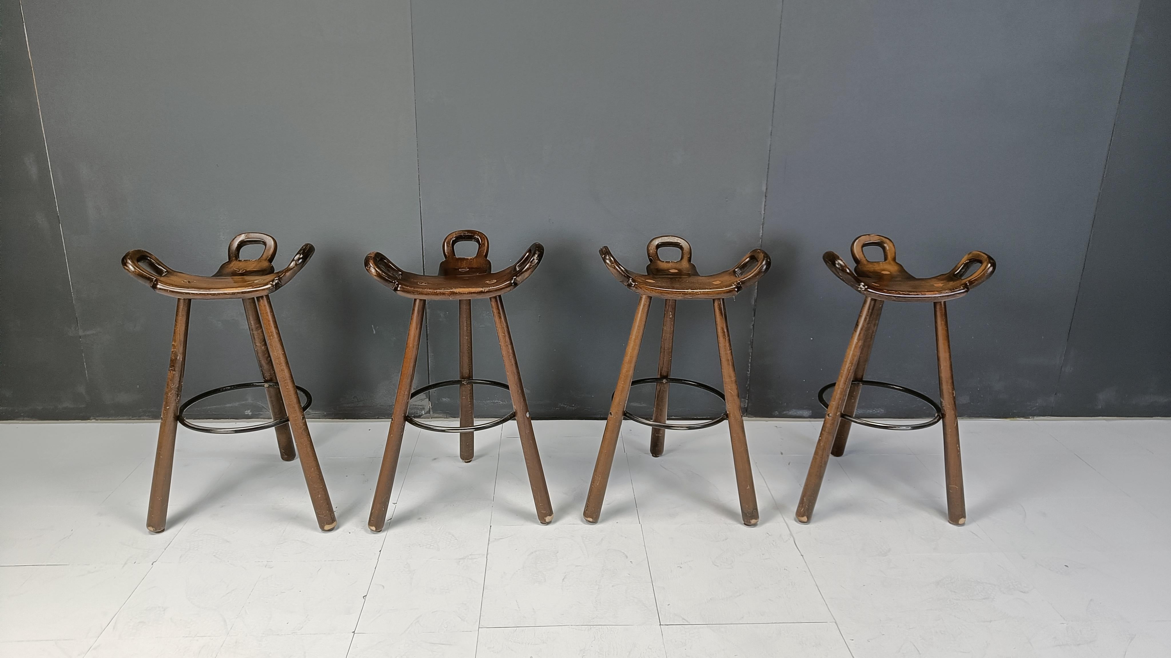 Spanish Mid century brutalist bar stools - set of 4, 1960s