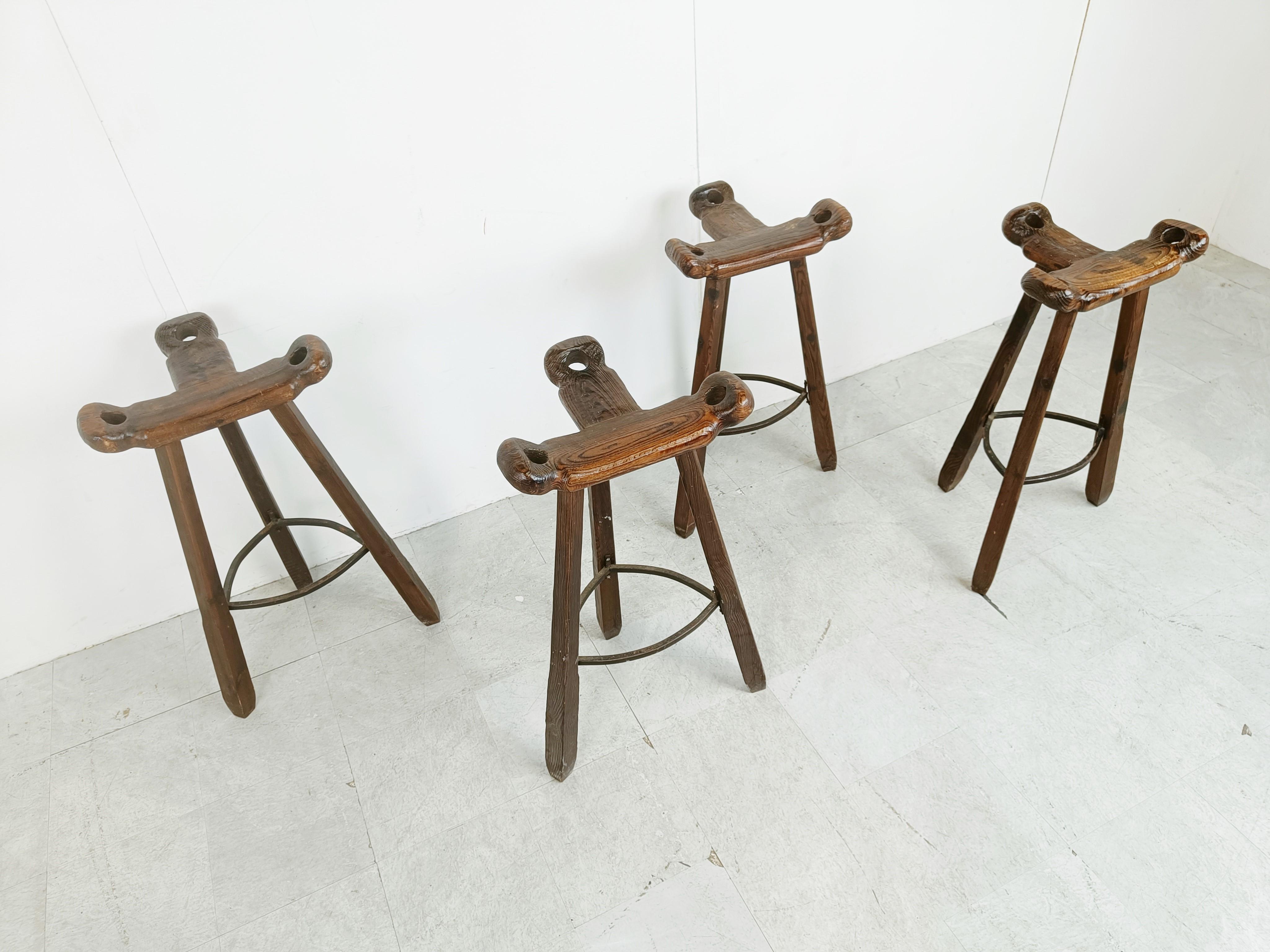 Mid century brutalist bar stools - set of 4, 1960s In Good Condition In HEVERLEE, BE