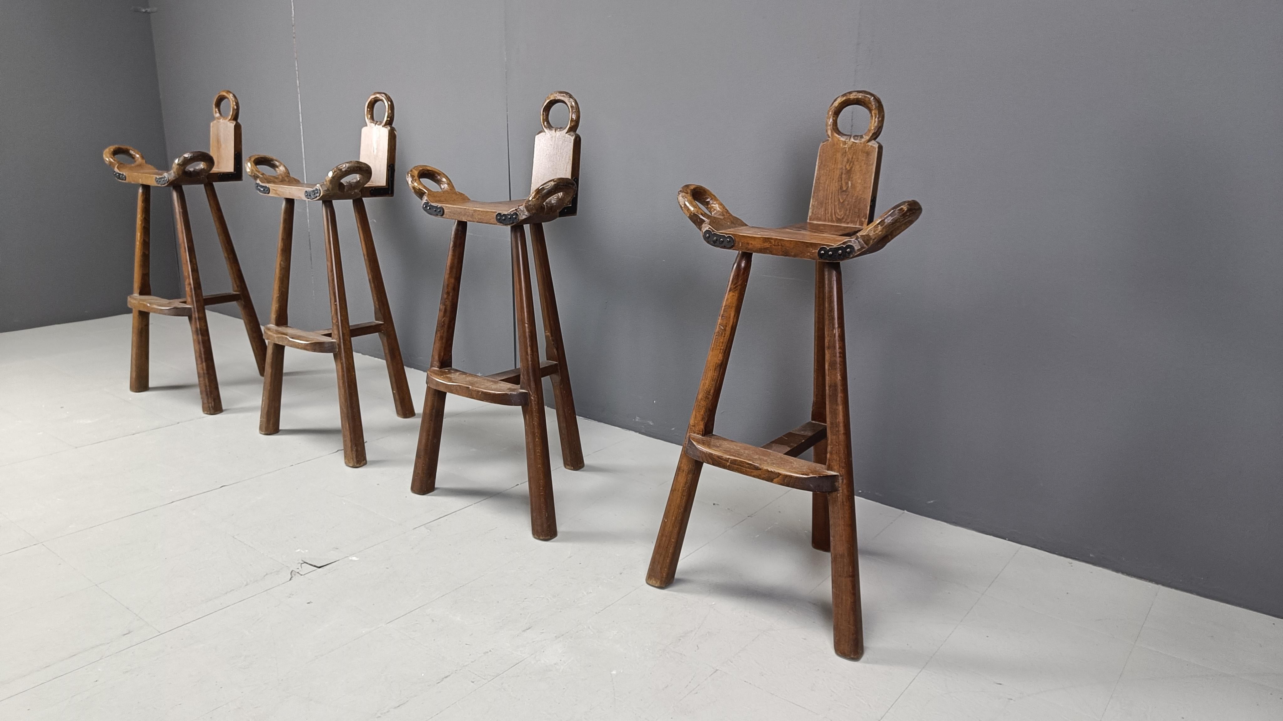 Mid century brutalist bar stools - set of 4, 1960s In Good Condition In Leuven, Vlaams Gewest
