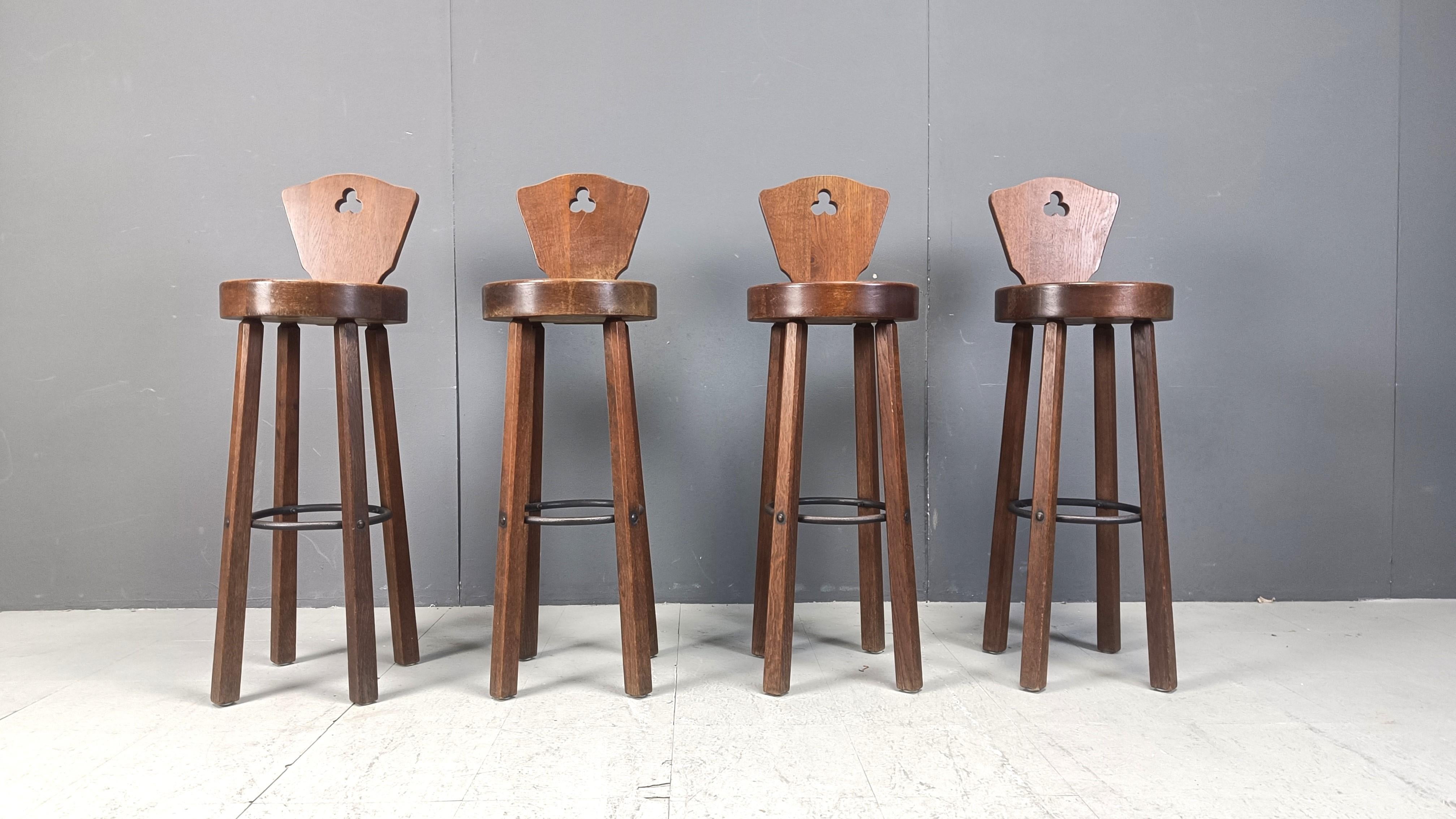 Mid century brutalist bar stools - set of 4, 1960s In Good Condition In Leuven, Vlaams Gewest
