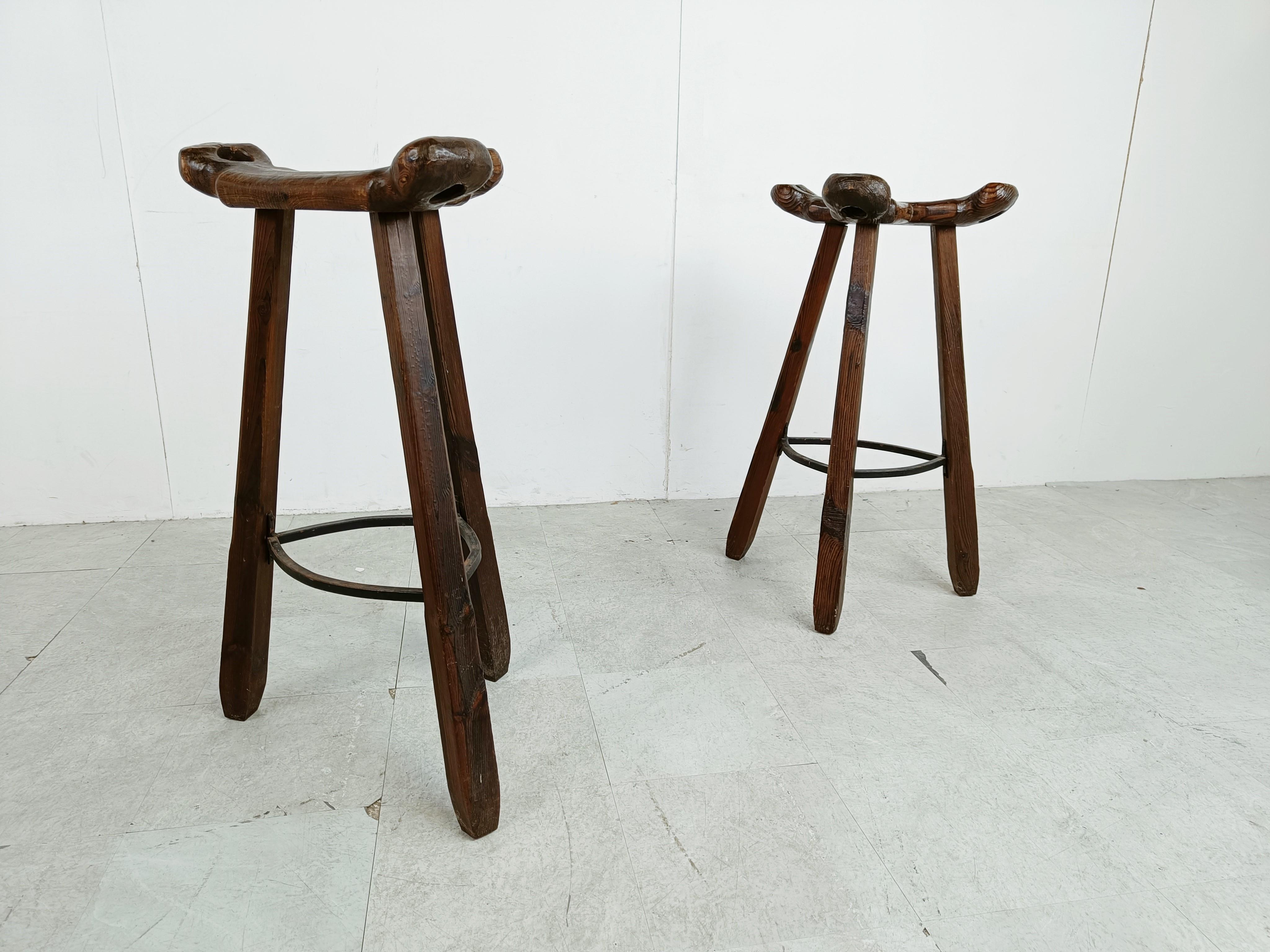 Mid-20th Century Mid century brutalist bar stools - set of 4, 1960s