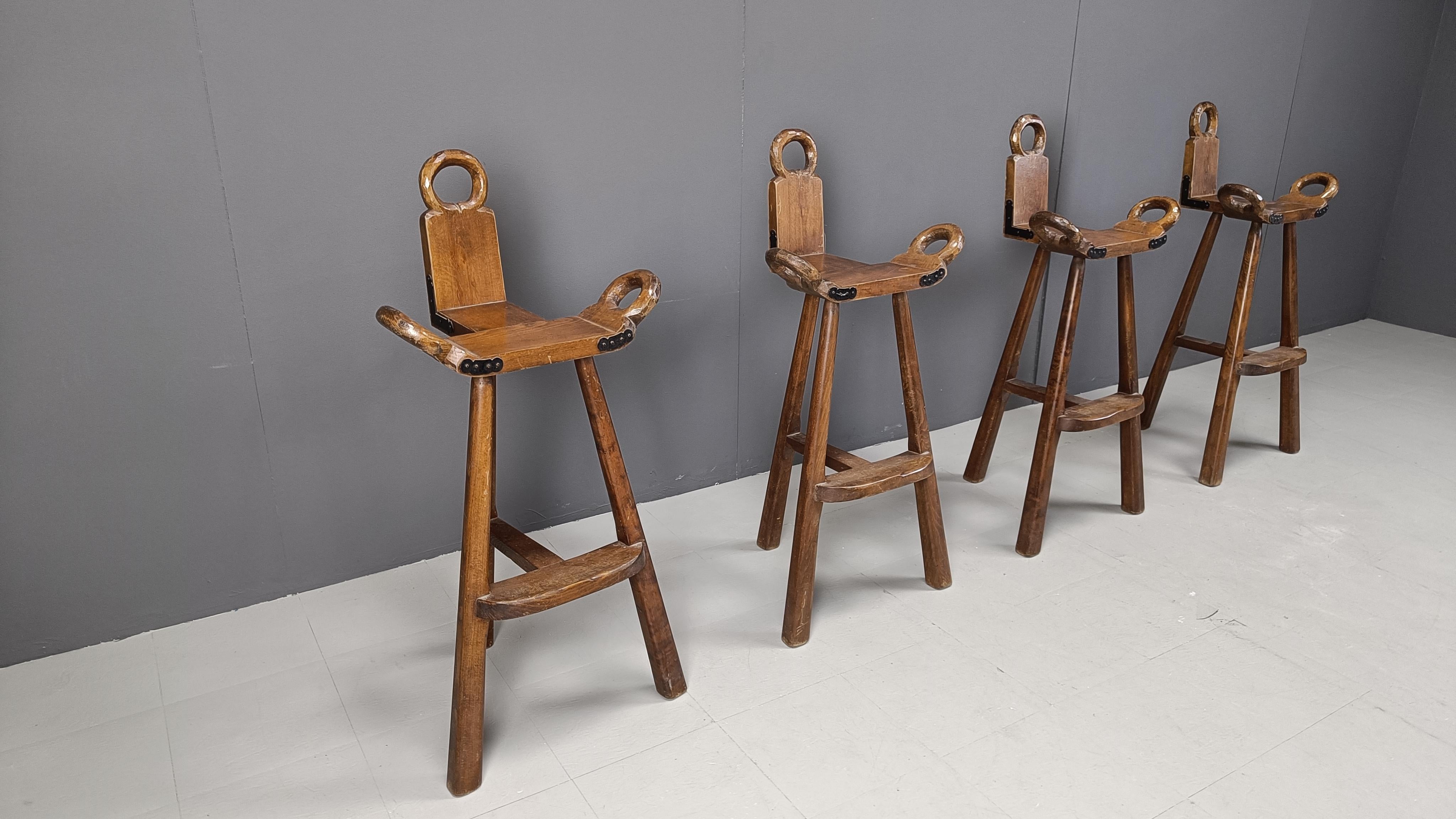 Mid-20th Century Mid century brutalist bar stools - set of 4, 1960s