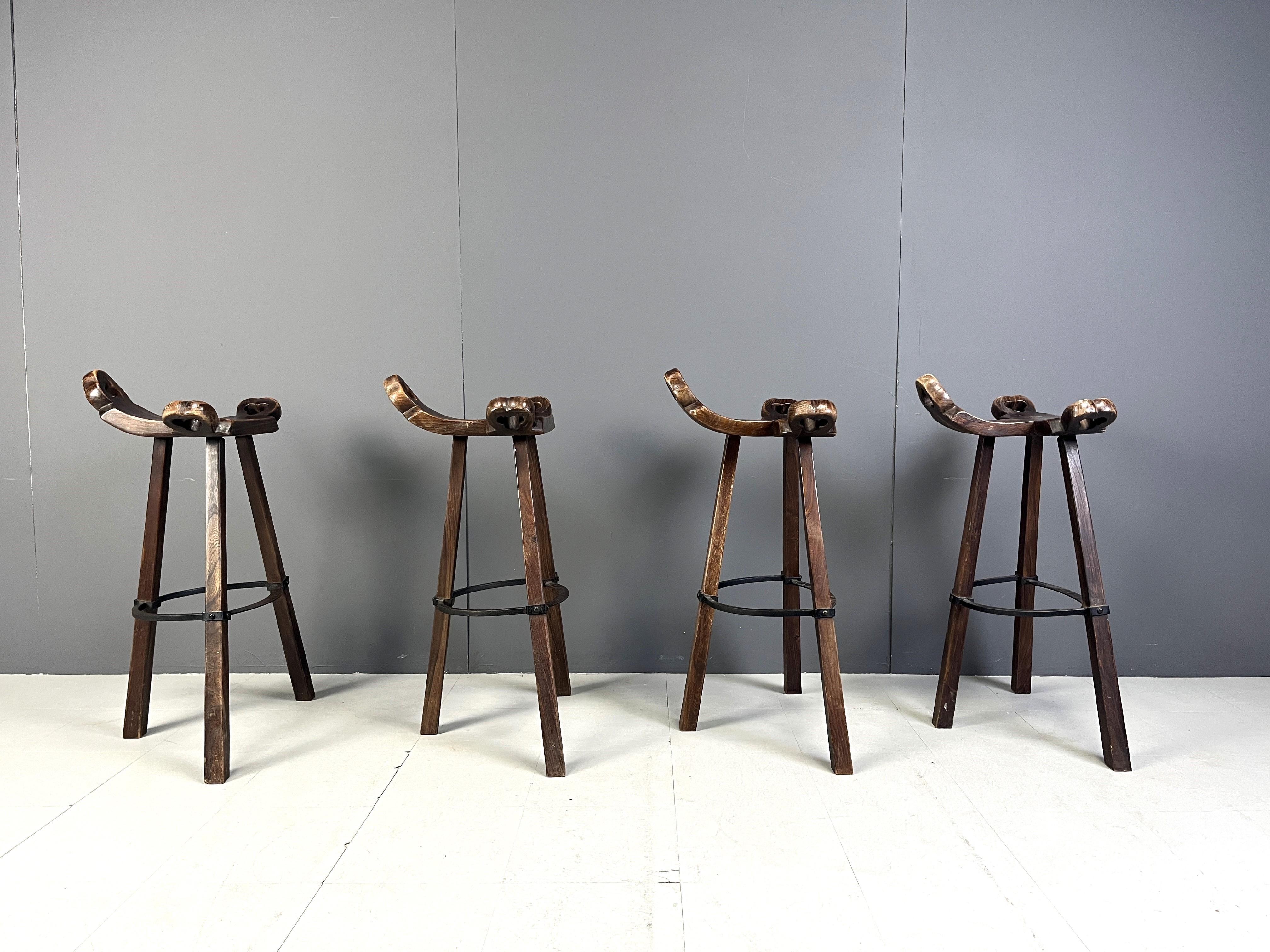 Mid-20th Century Mid century brutalist bar stools - set of 4, 1960s