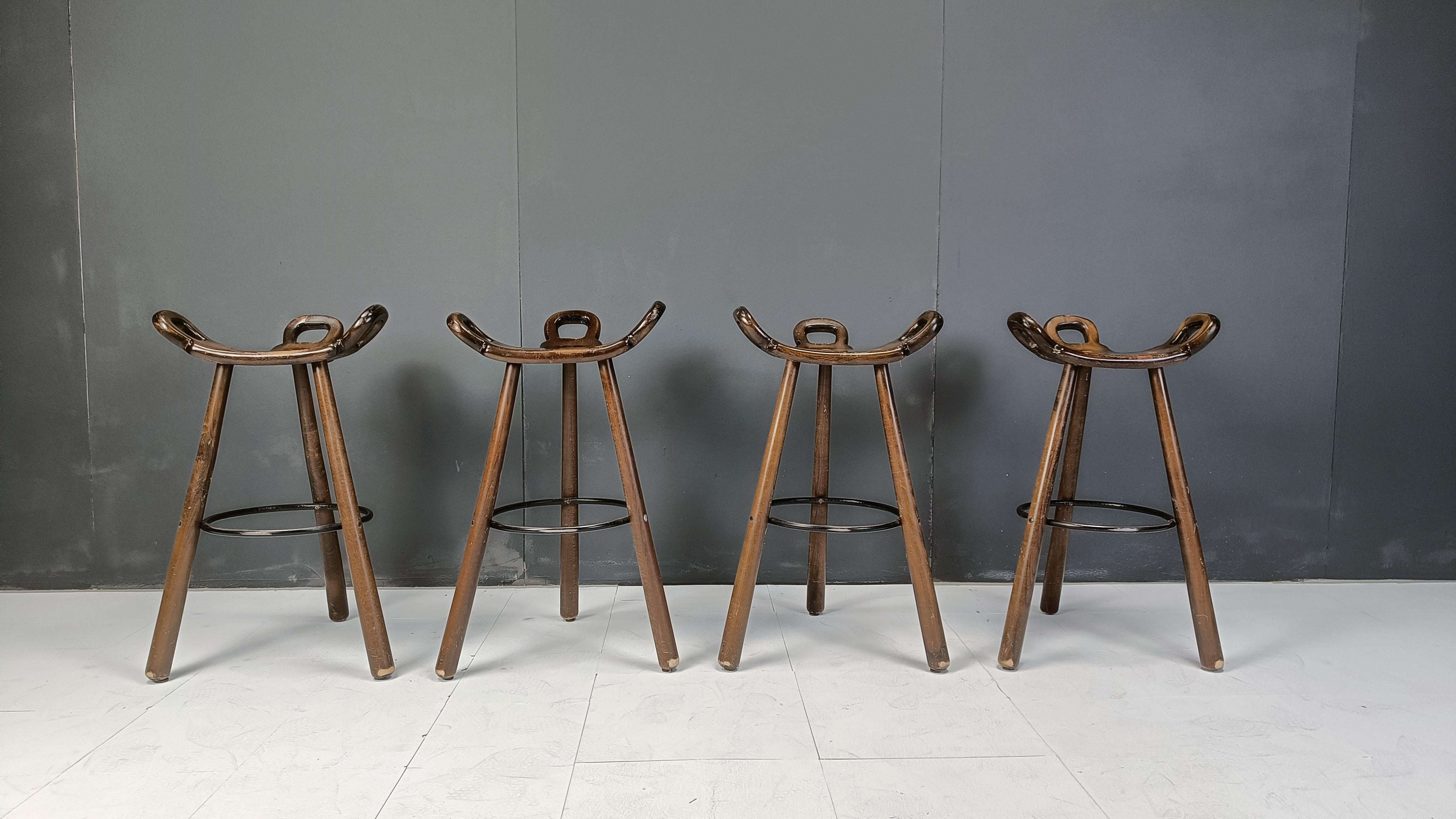 Mid-20th Century Mid century brutalist bar stools - set of 4, 1960s