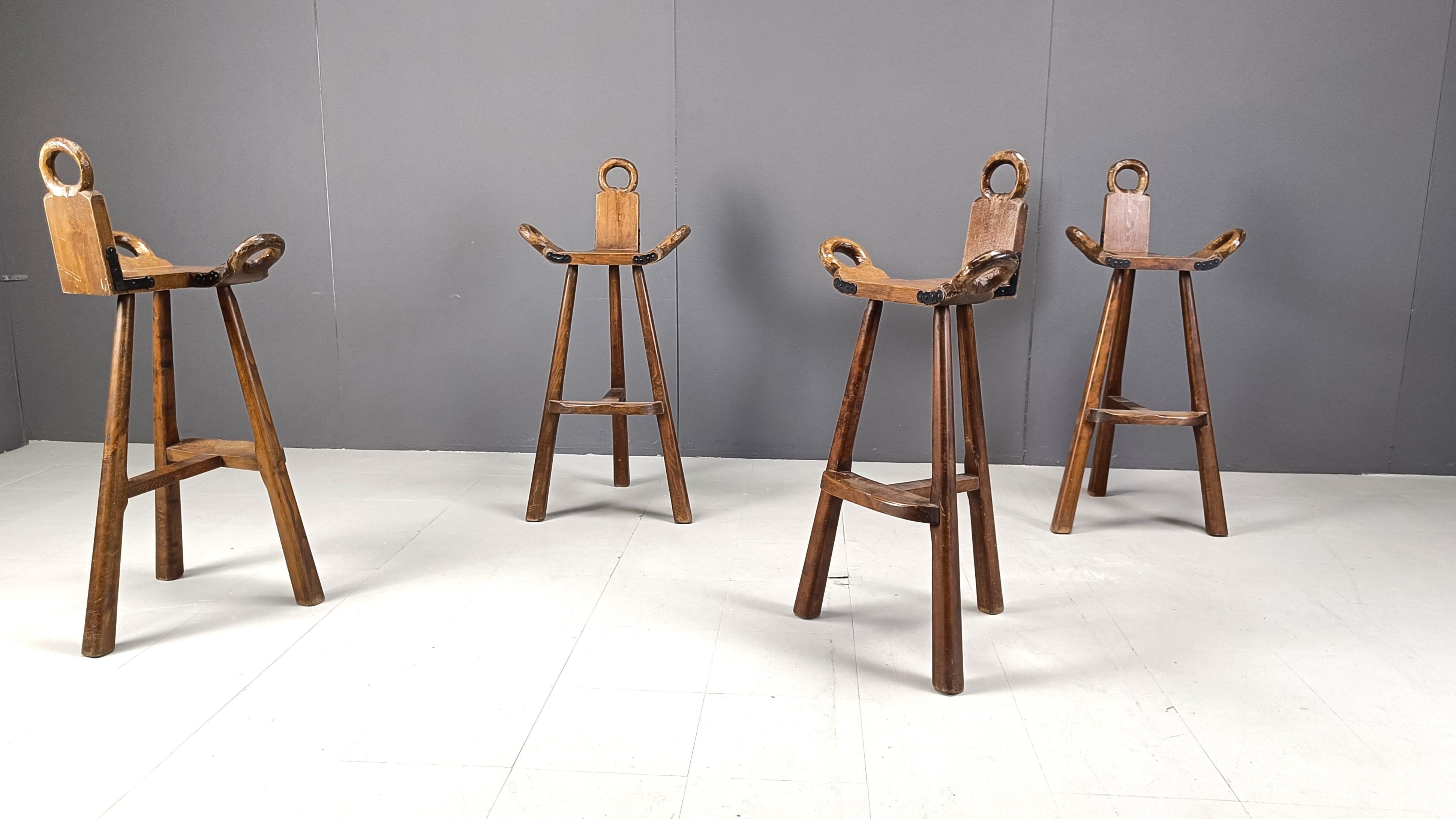 Mid century brutalist bar stools - set of 4, 1960s 1