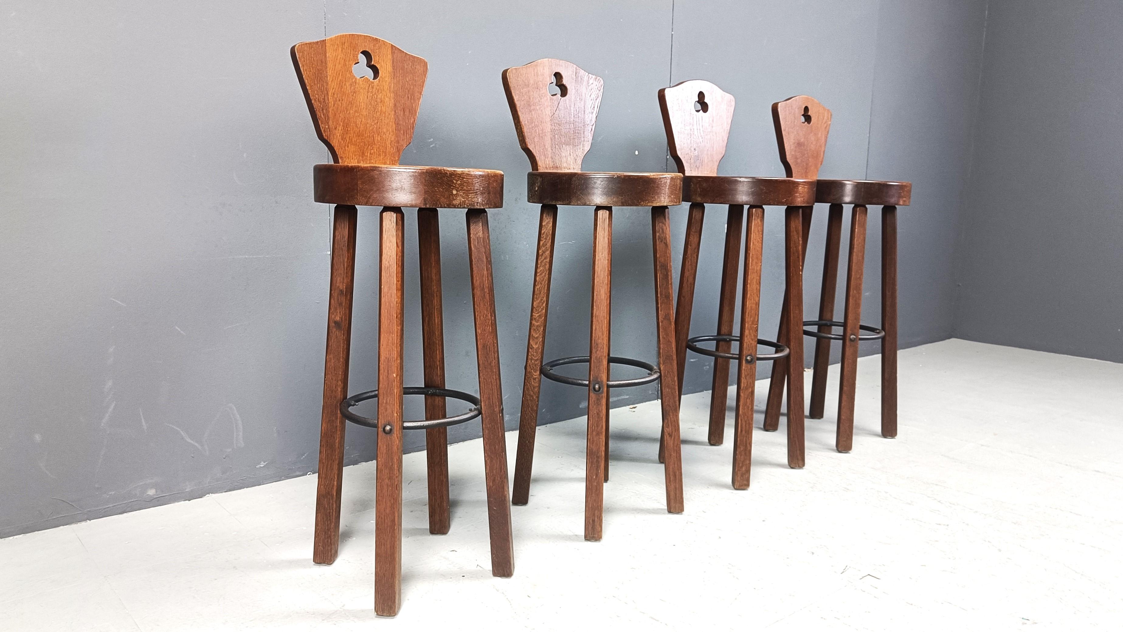 Mid century brutalist bar stools - set of 4, 1960s 1