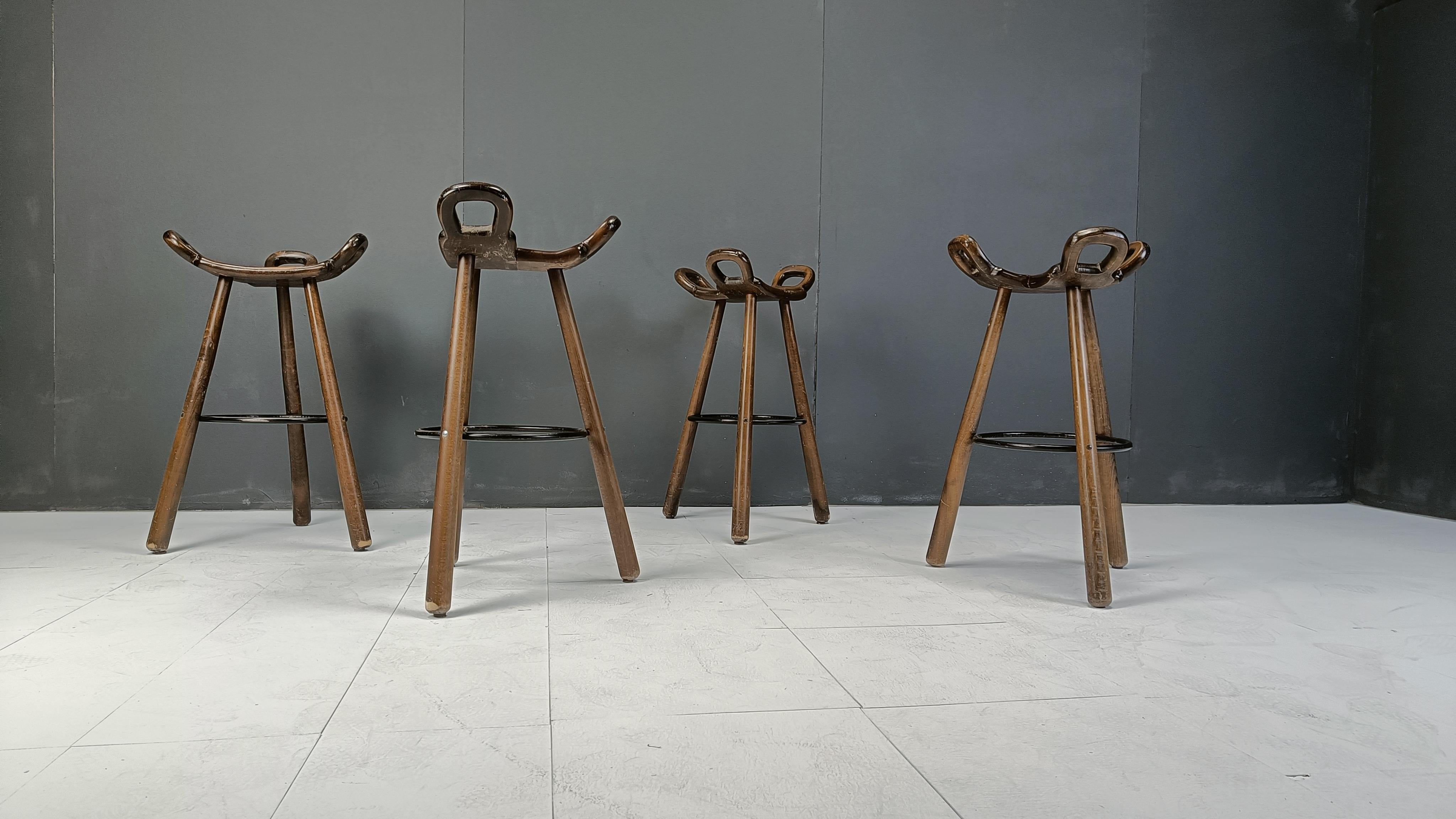 Mid century brutalist bar stools - set of 4, 1960s 1