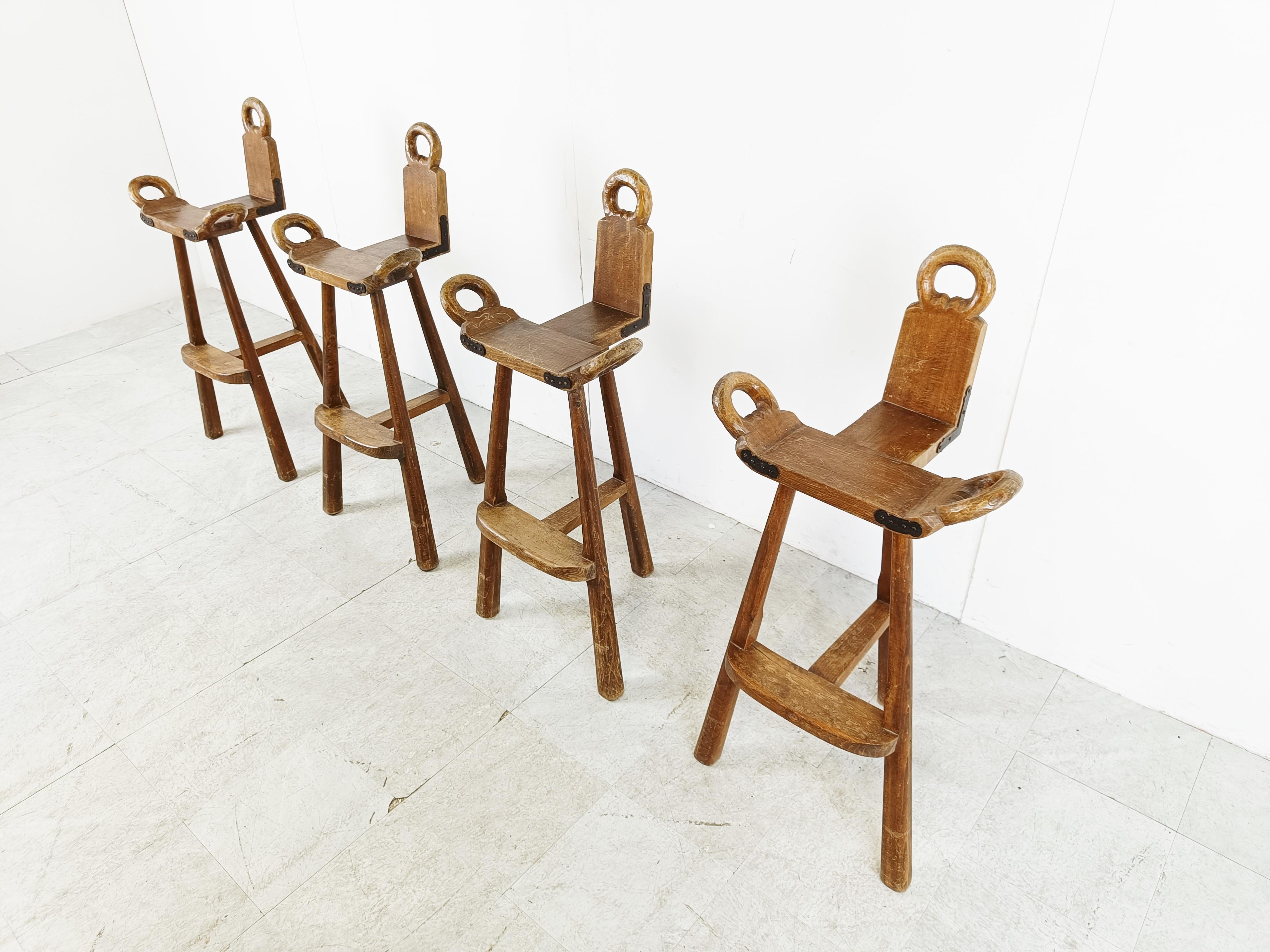 Mid century brutalist bar stools - set of 4, 1960s 1