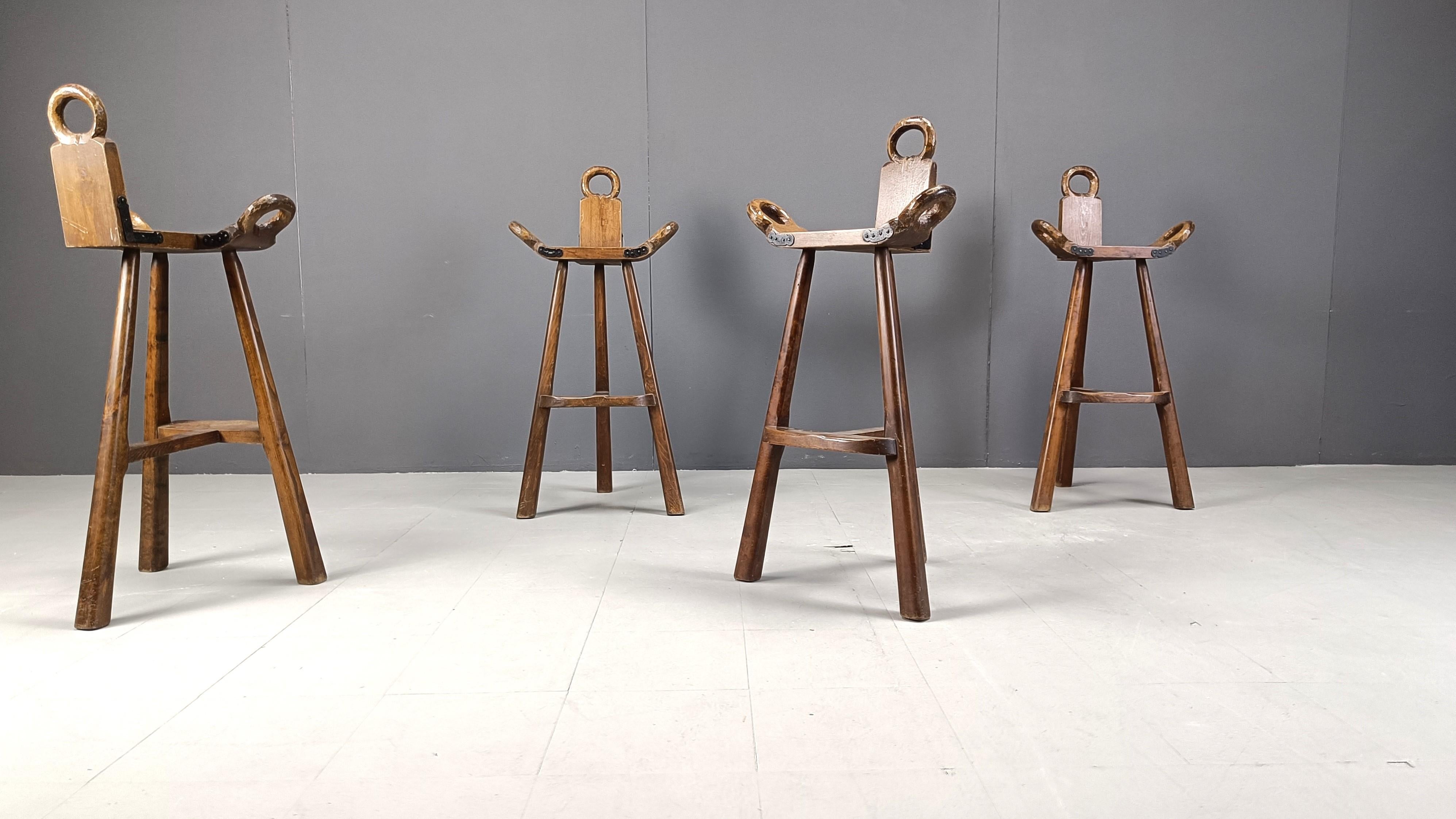 Mid century brutalist bar stools - set of 4, 1960s 2
