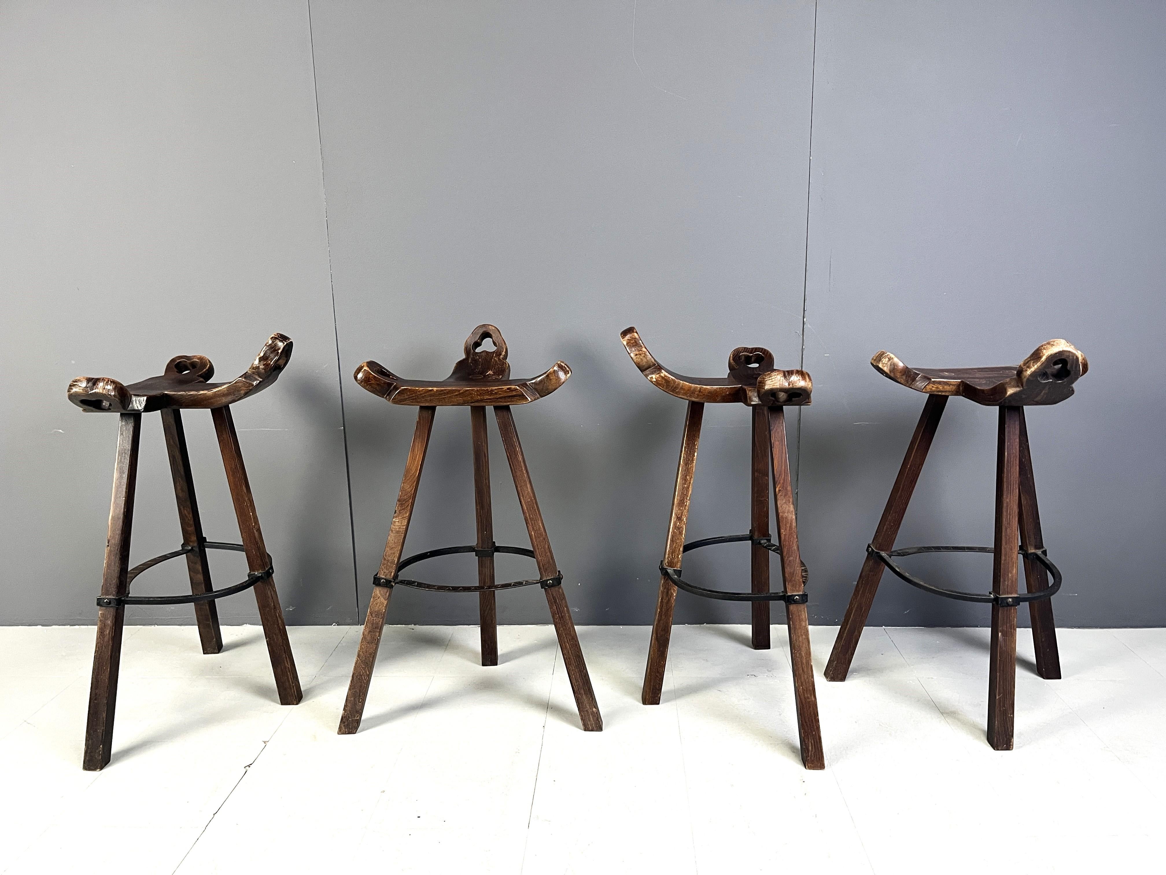 Mid century brutalist bar stools - set of 4, 1960s 2