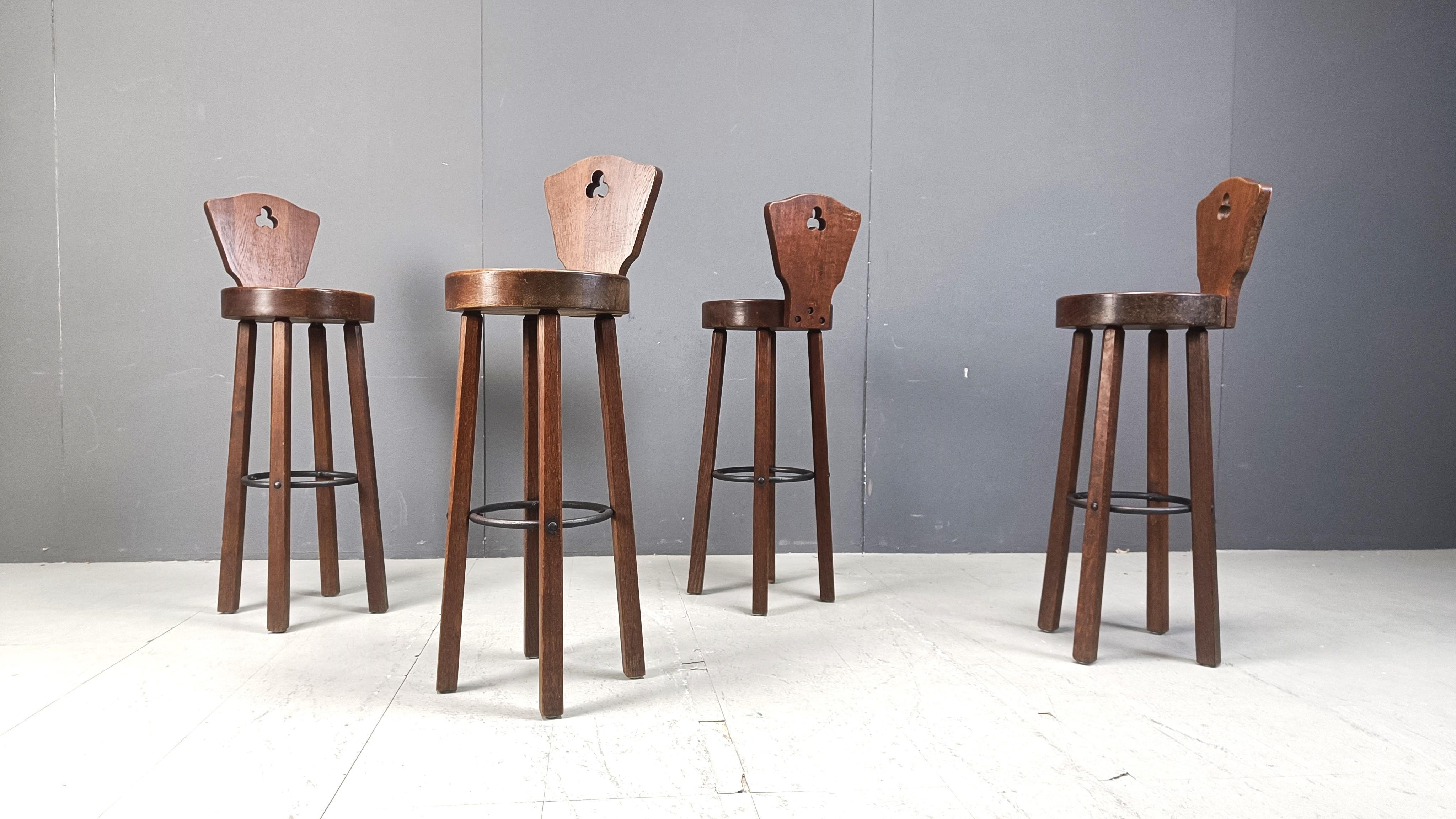 Mid century brutalist bar stools - set of 4, 1960s 2