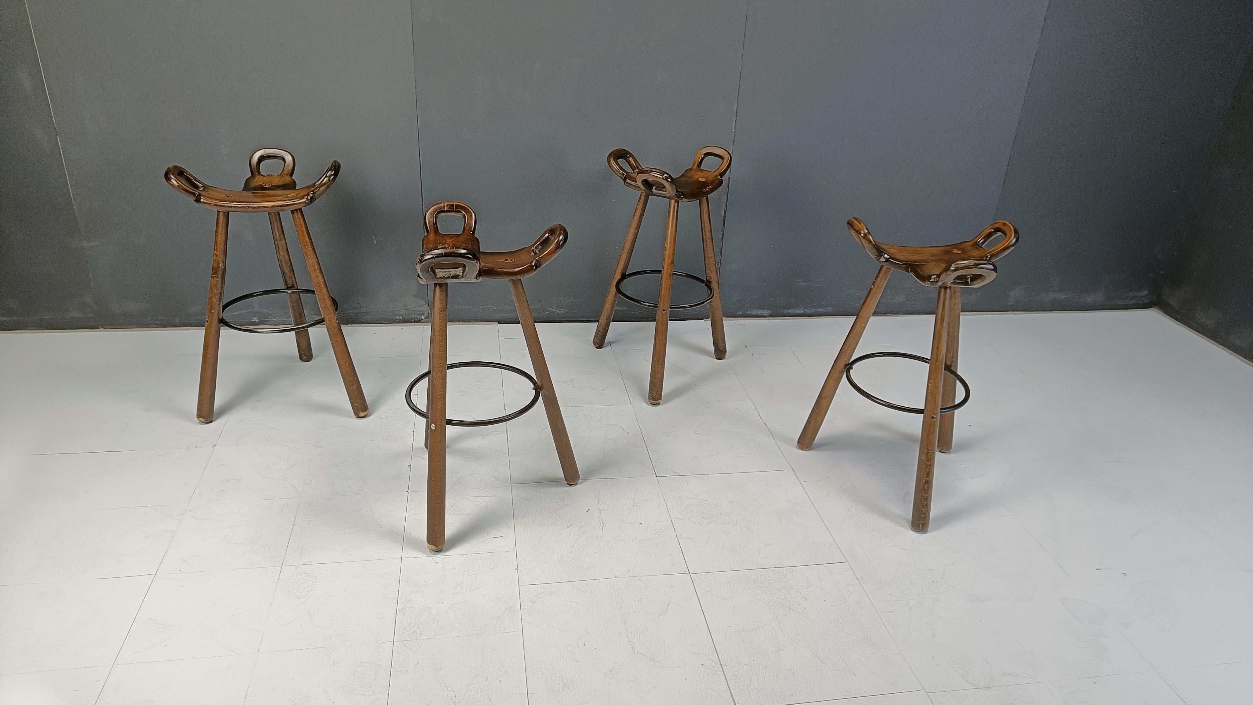 Mid century brutalist bar stools - set of 4, 1960s 2