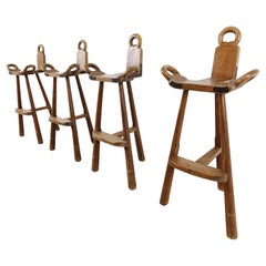 Mid century brutalist bar stools - set of 4, 1960s
