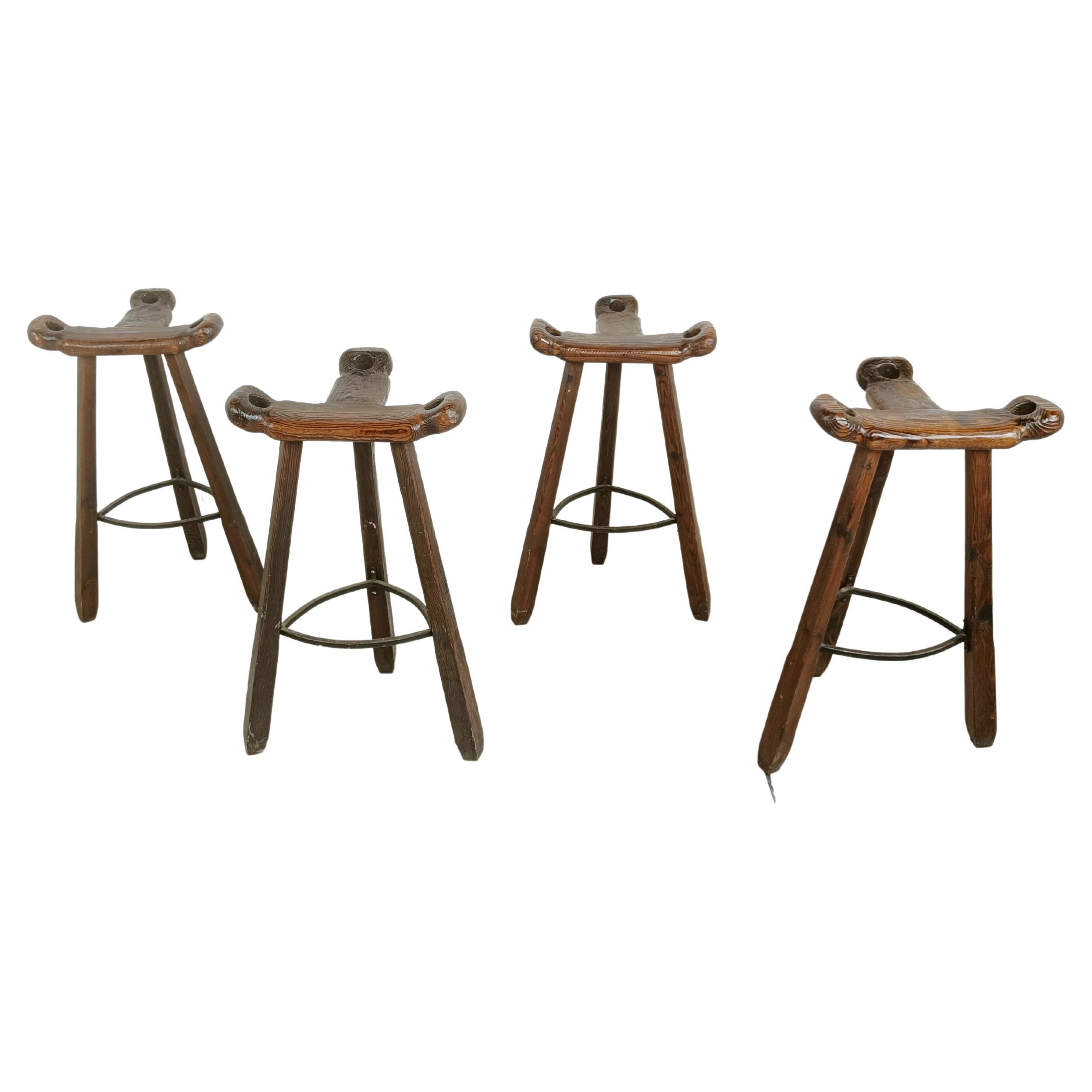 Mid century brutalist bar stools - set of 4, 1960s