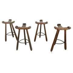 Mid century brutalist bar stools - set of 4, 1960s