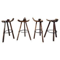 Mid century brutalist bar stools - set of 4, 1960s