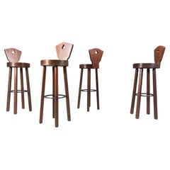 Mid century brutalist bar stools - set of 4, 1960s