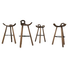 Mid century brutalist bar stools - set of 4, 1960s