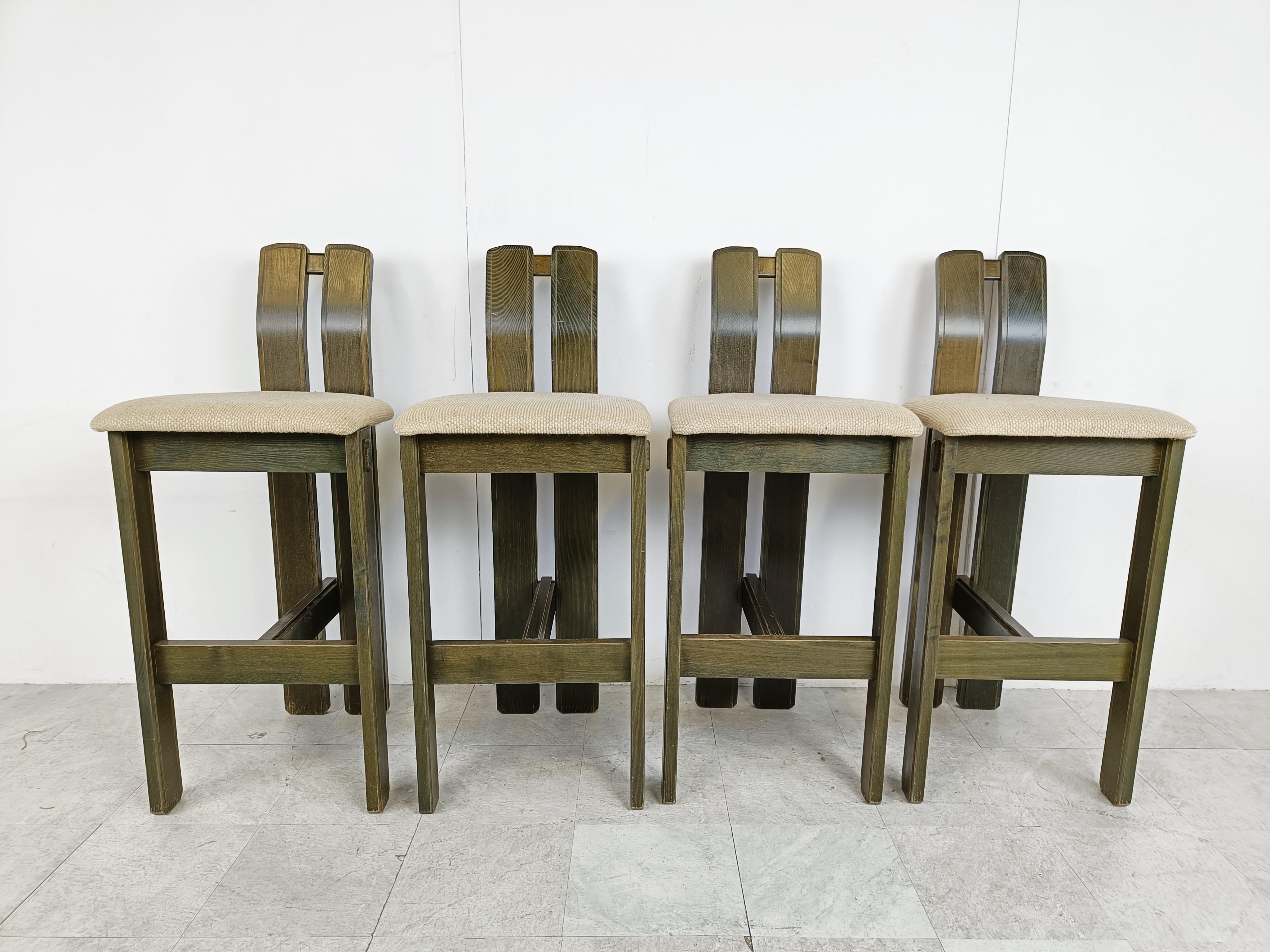Midcentury Brutalist Bar Stools Set of 4, 1970s In Good Condition In HEVERLEE, BE