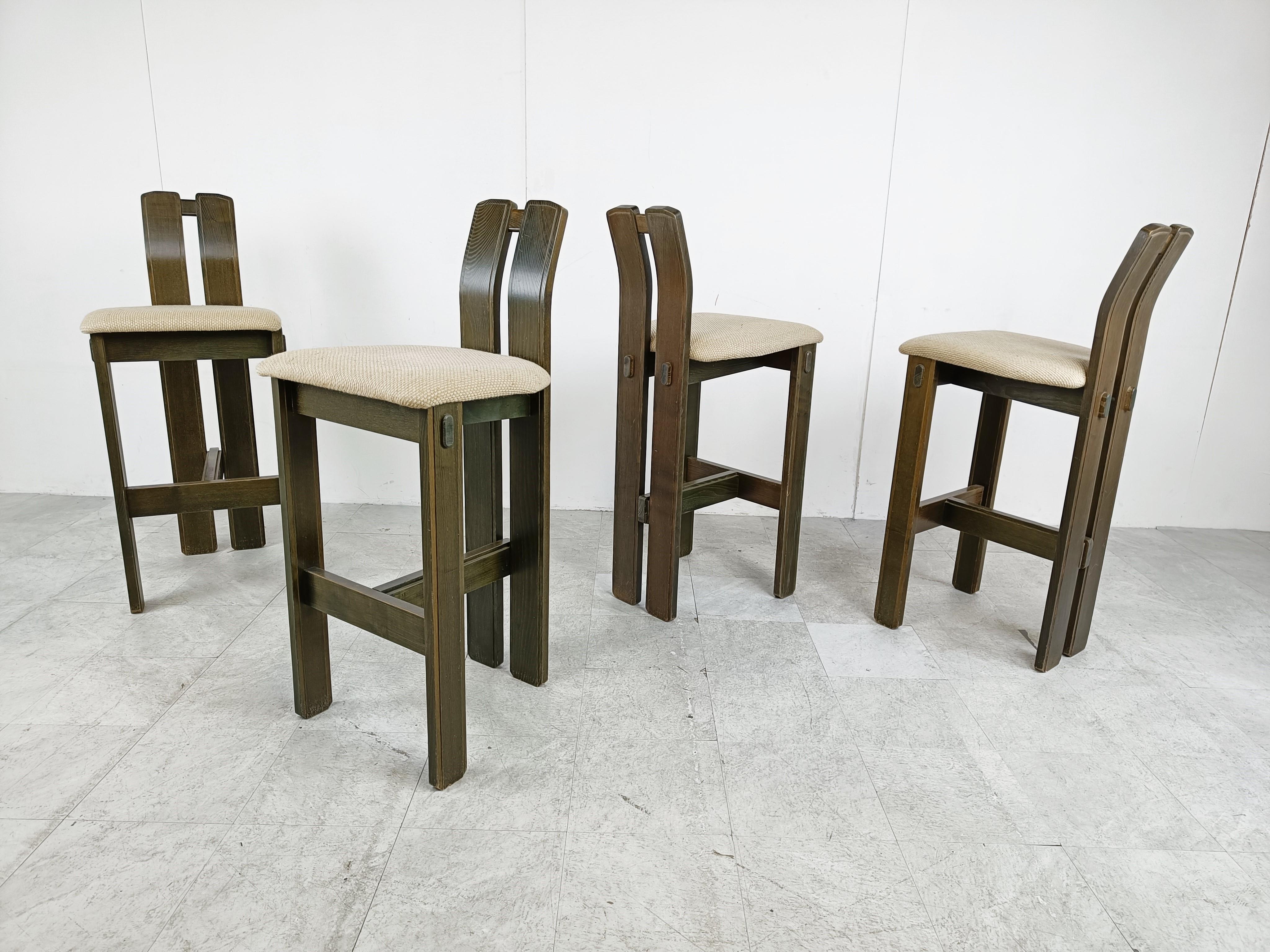 Midcentury Brutalist Bar Stools Set of 4, 1970s 2