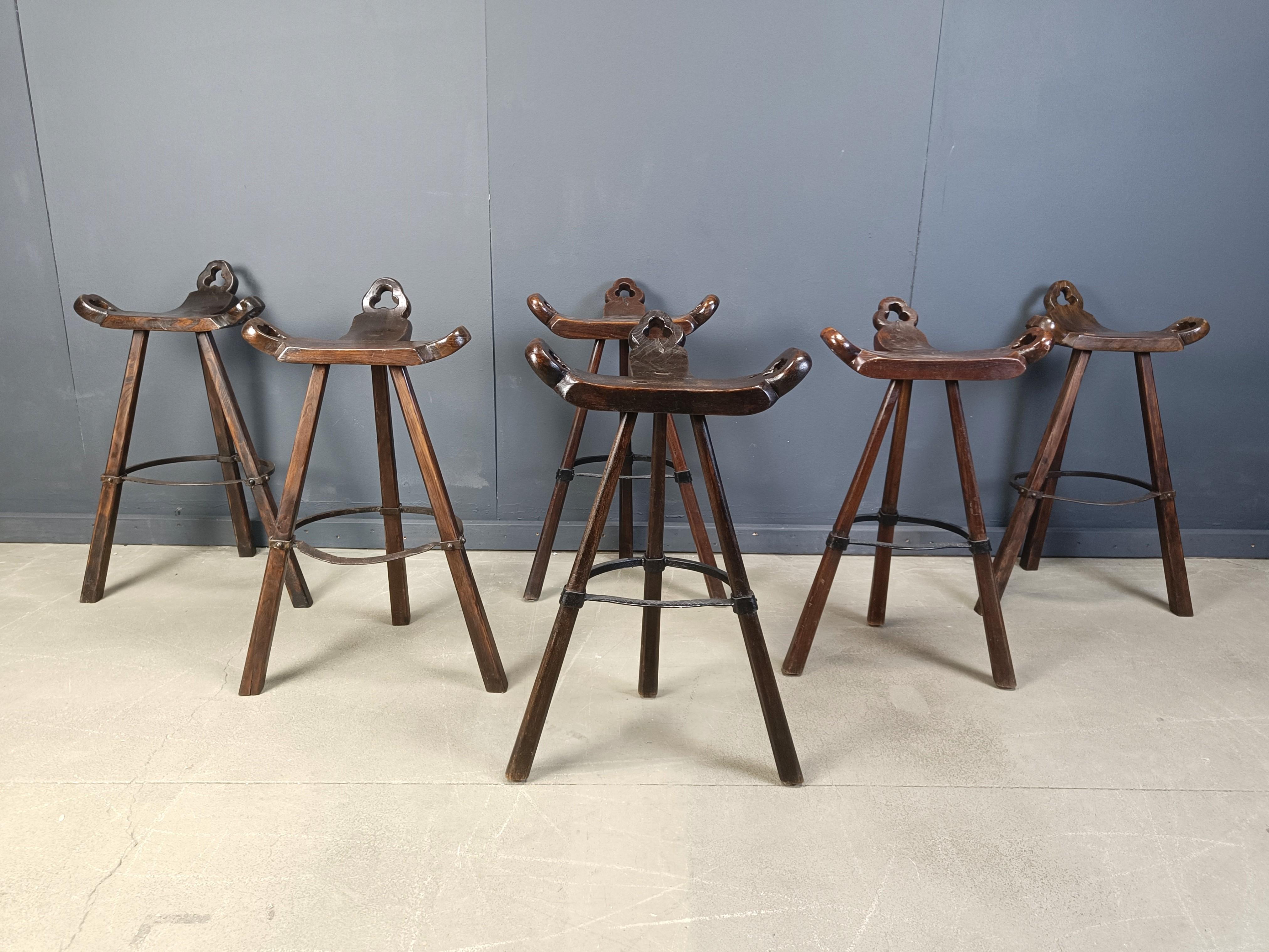 Mid century brutalist bar stools - set of 6, 1960s For Sale 3
