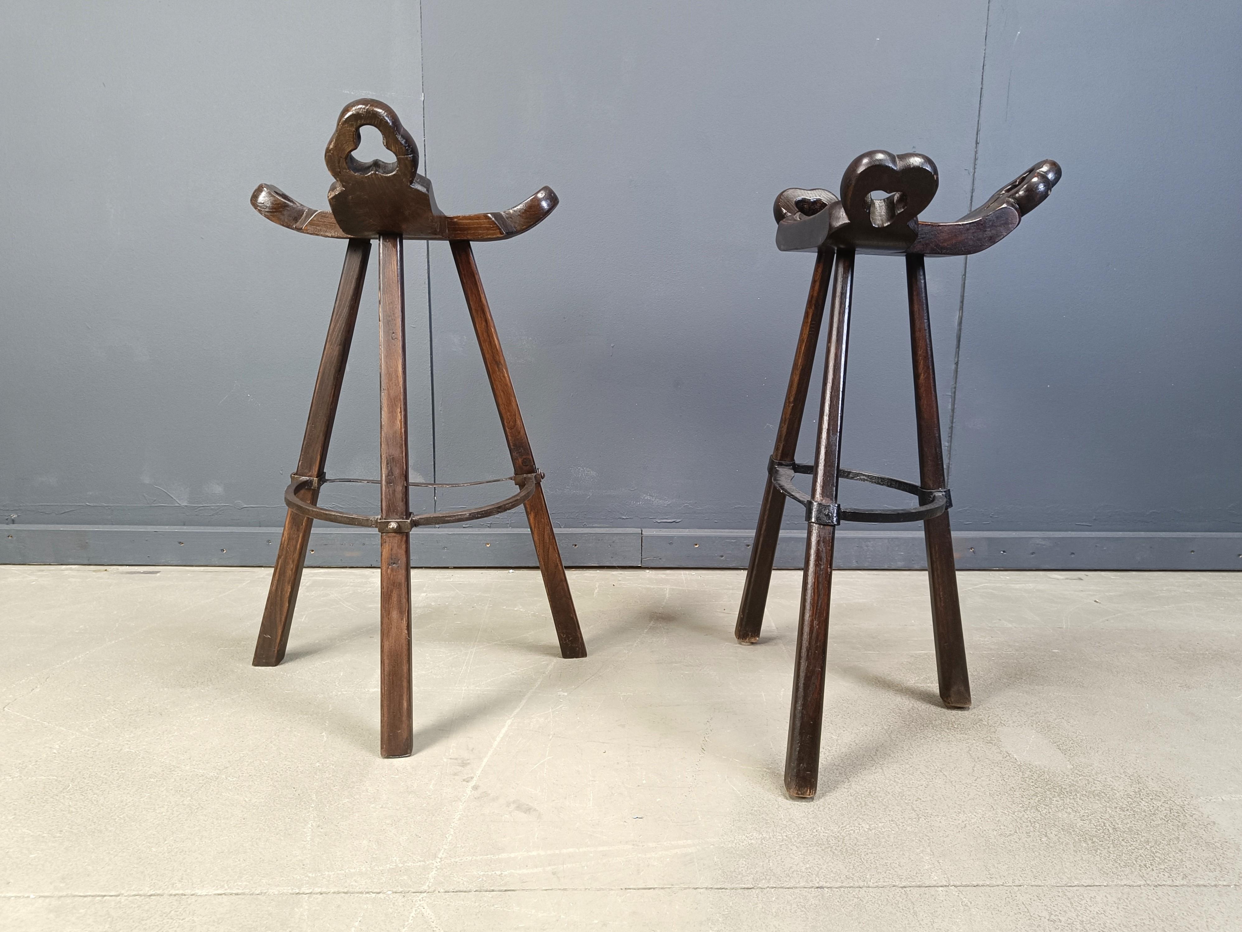 Brutalist Mid century brutalist bar stools - set of 6, 1960s For Sale