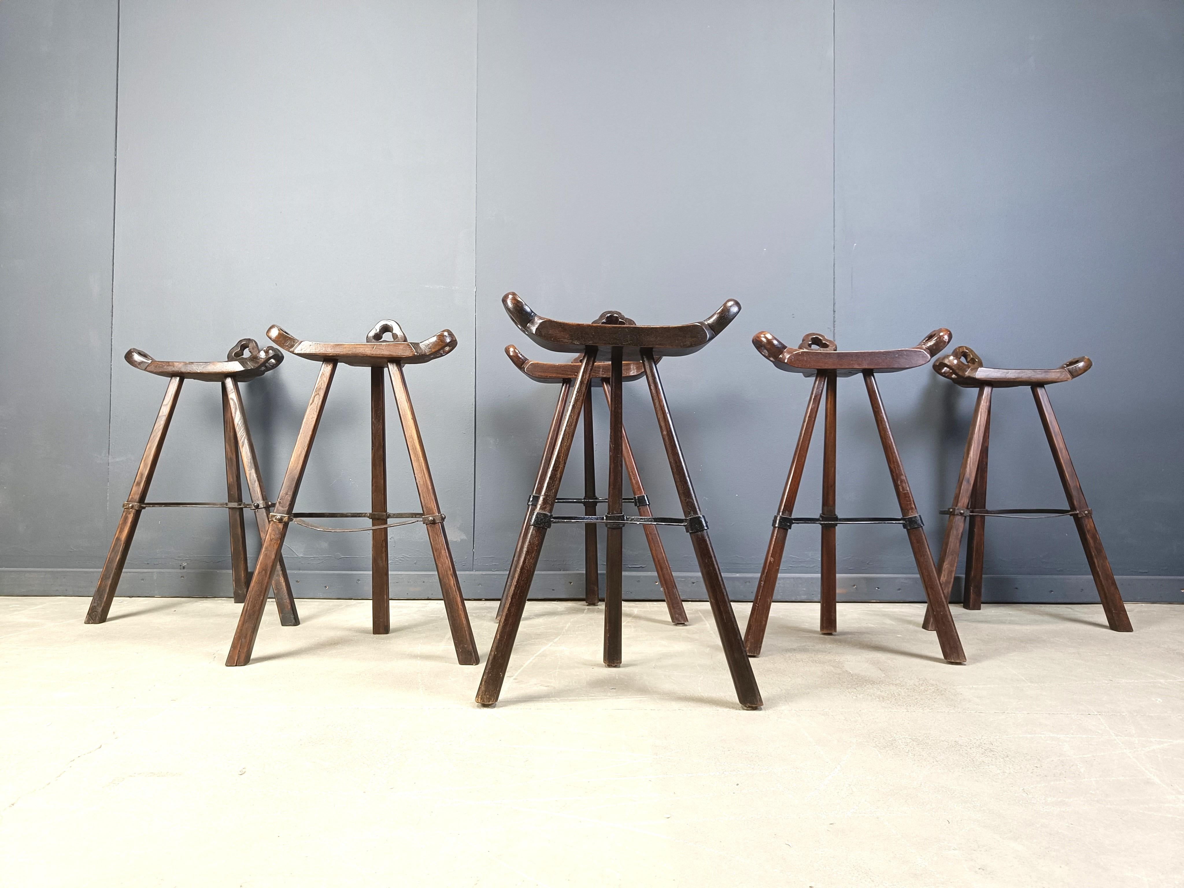 Mid century brutalist bar stools - set of 6, 1960s For Sale 1
