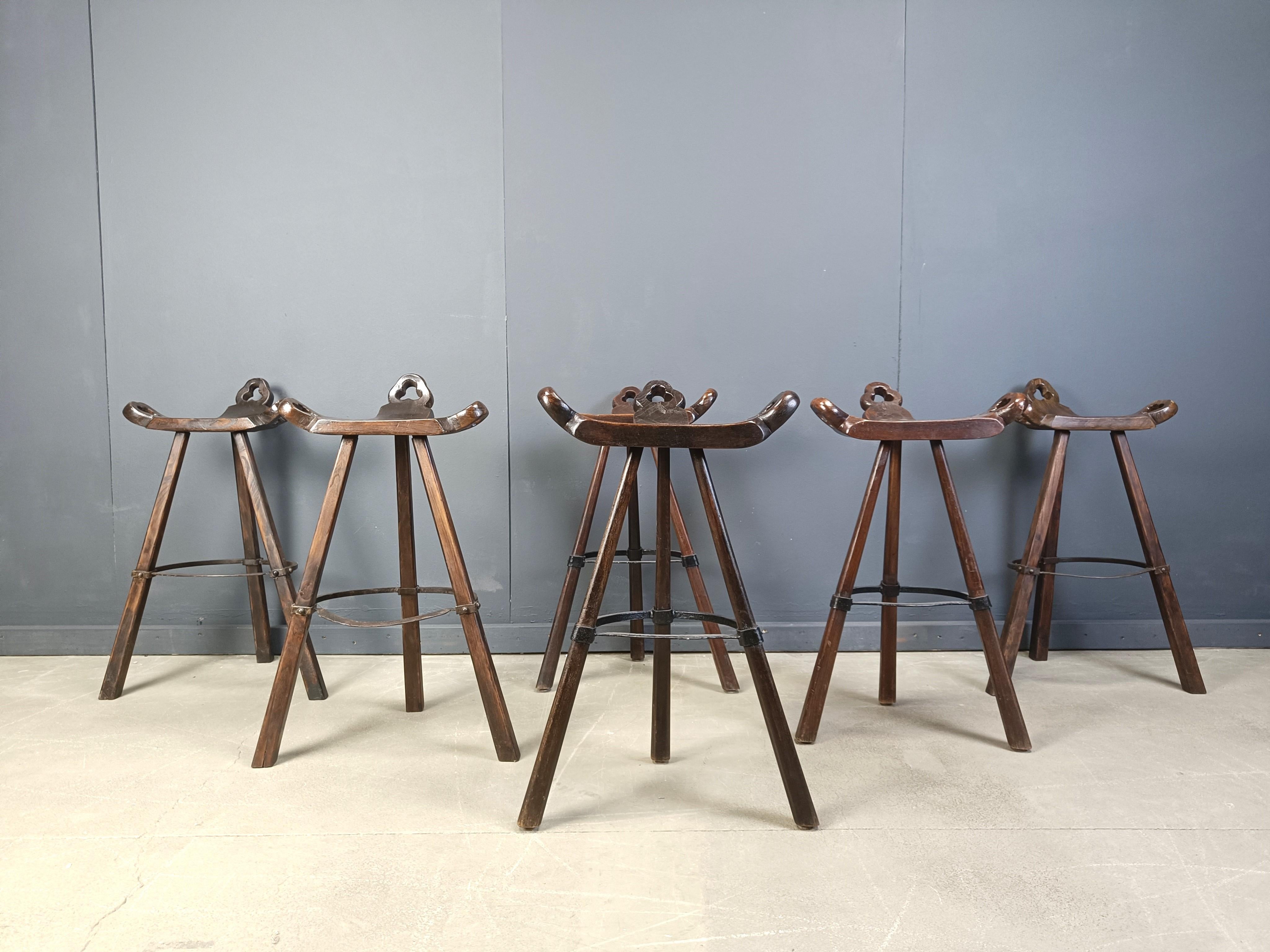 Mid century brutalist bar stools - set of 6, 1960s For Sale 2