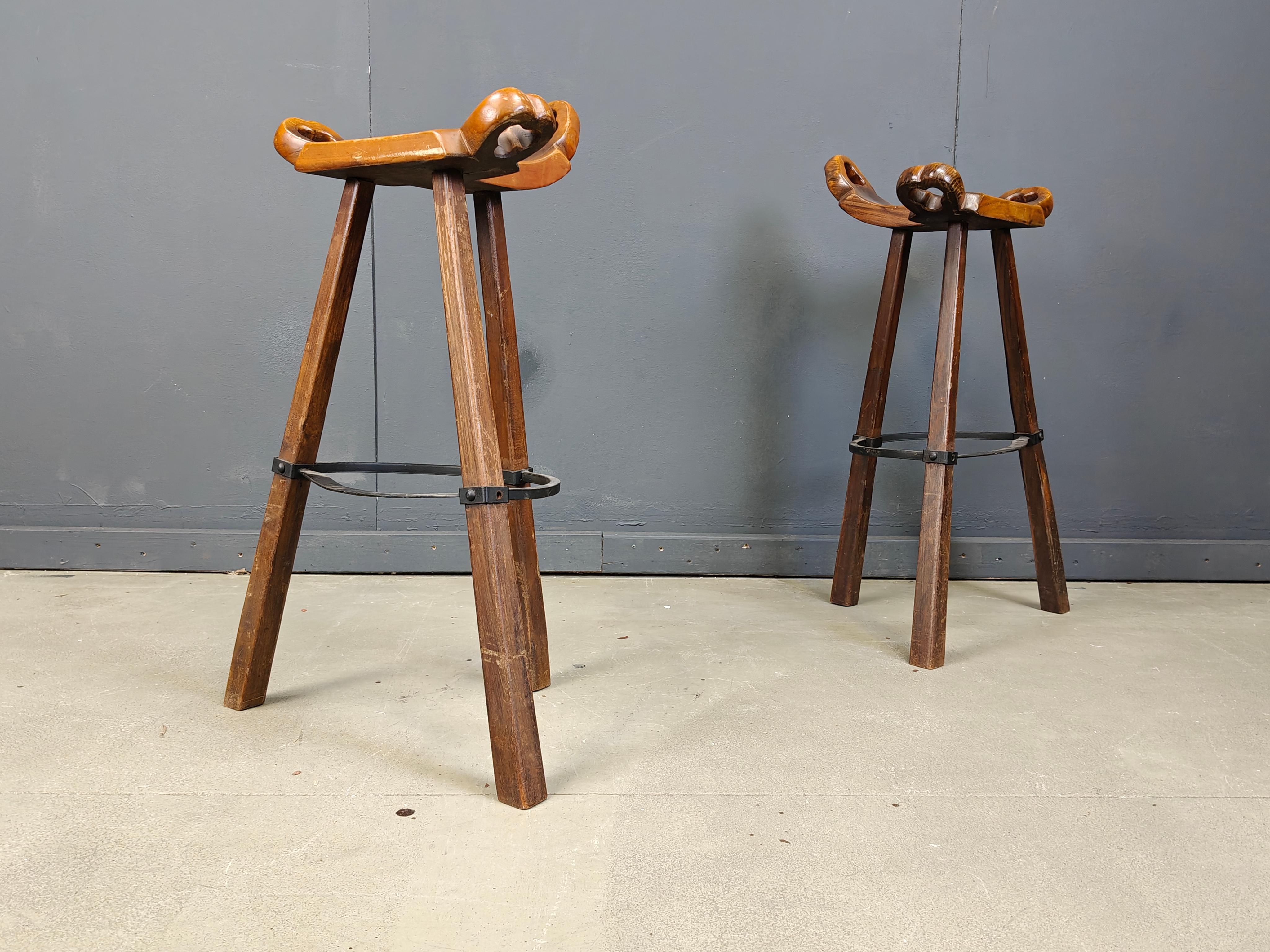 Spagnolo Sgabelli da bar brutalisti di metà secolo - set di 8, anni '60 in vendita