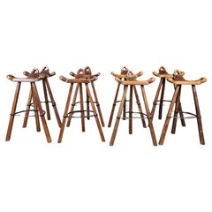 Mid century brutalist bar stools - set of 8, 1960s